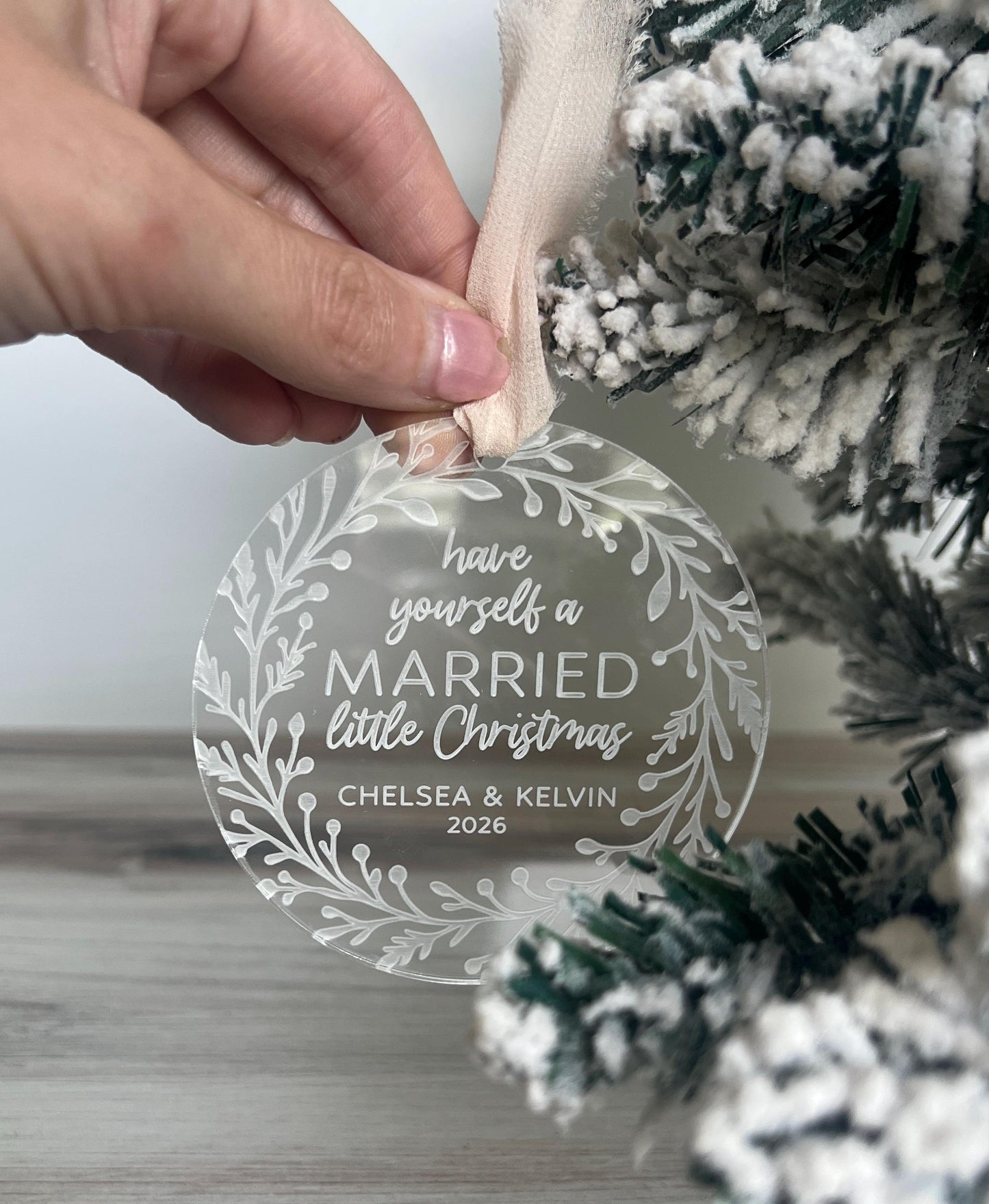 Personalized Married Christmas Ornament, Our First Christmas Married, Custom Newlywed Gift, Mr & Mrs, Wedding Ornament, Wedding Keepsake