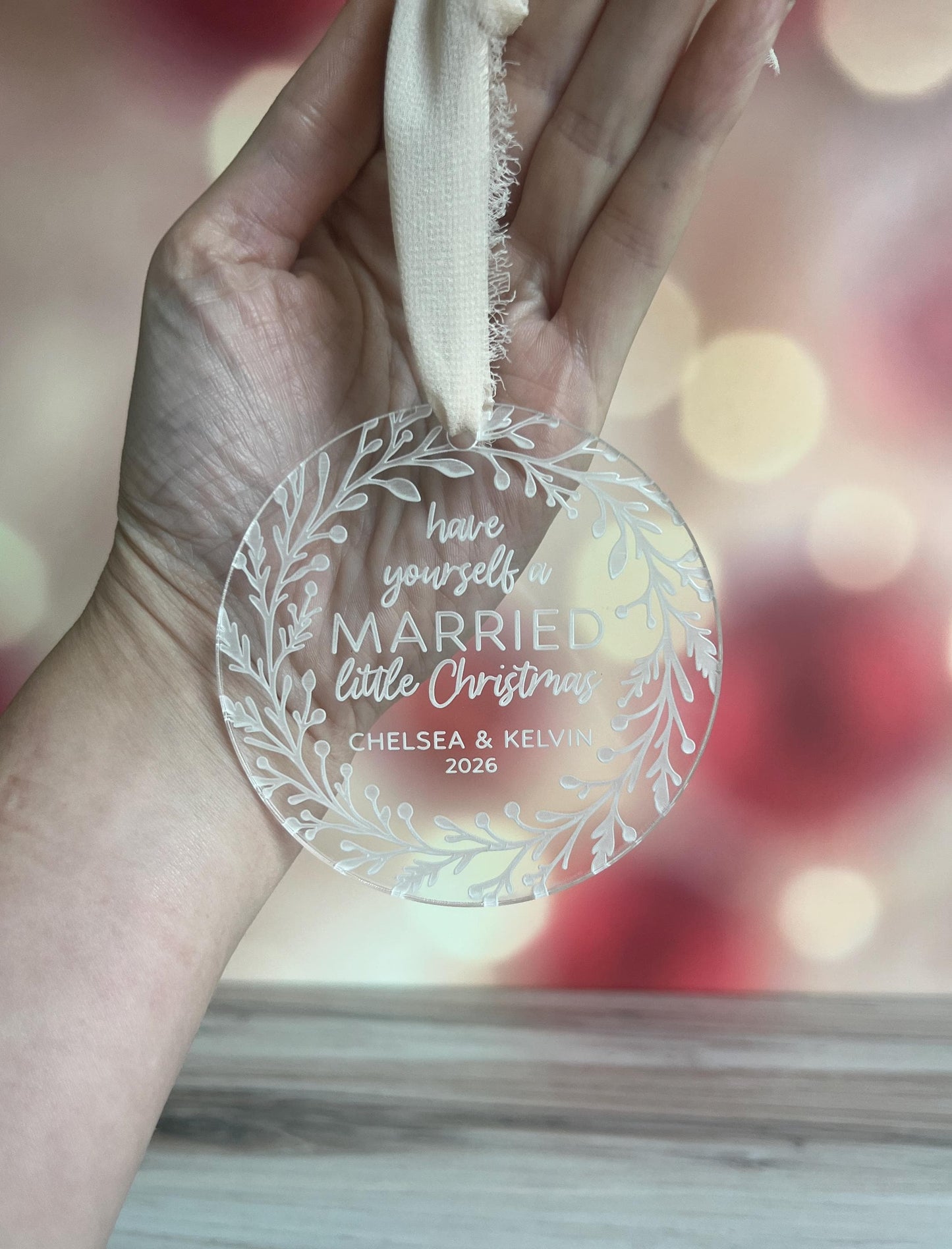 Personalized Married Christmas Ornament, Our First Christmas Married, Custom Newlywed Gift, Mr & Mrs, Wedding Ornament, Wedding Keepsake