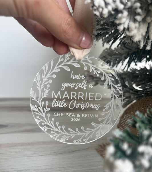 Personalized Married Christmas Ornament, Our First Christmas Married, Custom Newlywed Gift, Mr & Mrs, Wedding Ornament, Wedding Keepsake