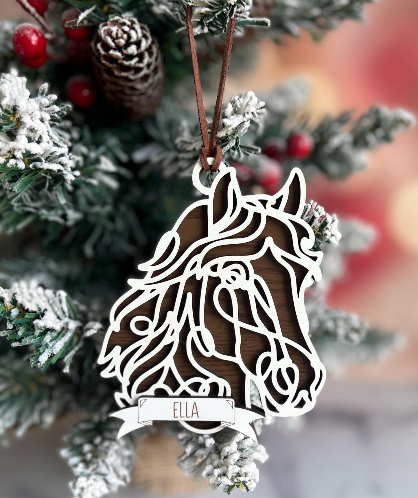 Personalized Horse Christmas Ornament, Custom Equestrian Xmas gift, Horseback Rider present, Holiday Gift for horse lover