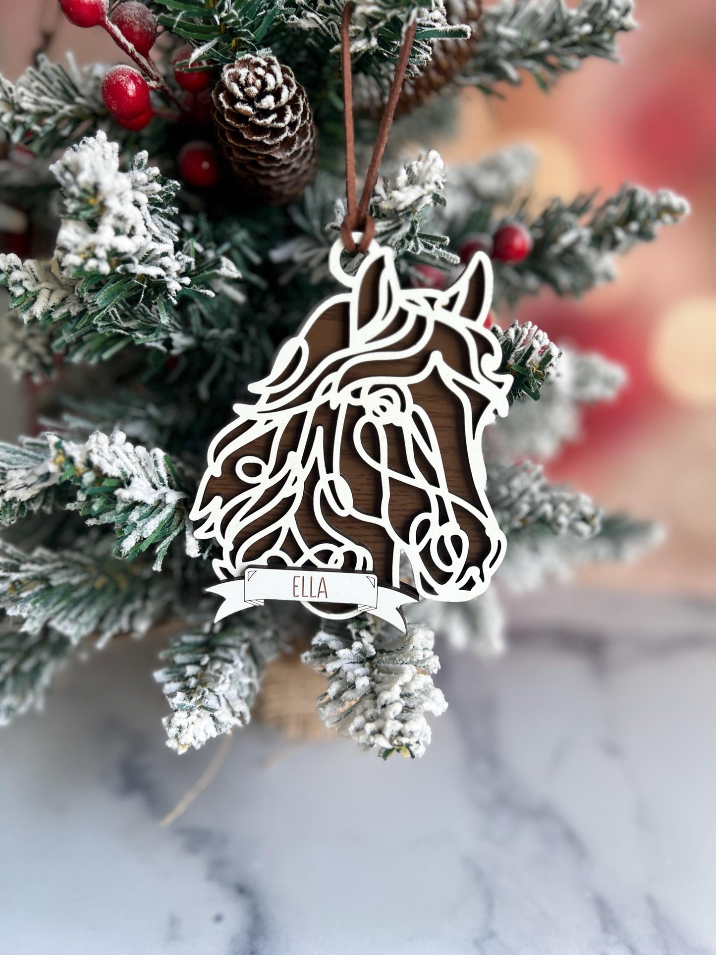 Personalized Horse Christmas Ornament, Custom Equestrian Xmas gift, Horseback Rider present, Holiday Gift for horse lover
