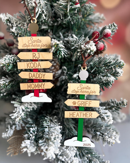 Personalized North Pole Family Ornament, Custom Grandparent Gift, Christmas Name Sign, Family Keepsake, Holiday Gift