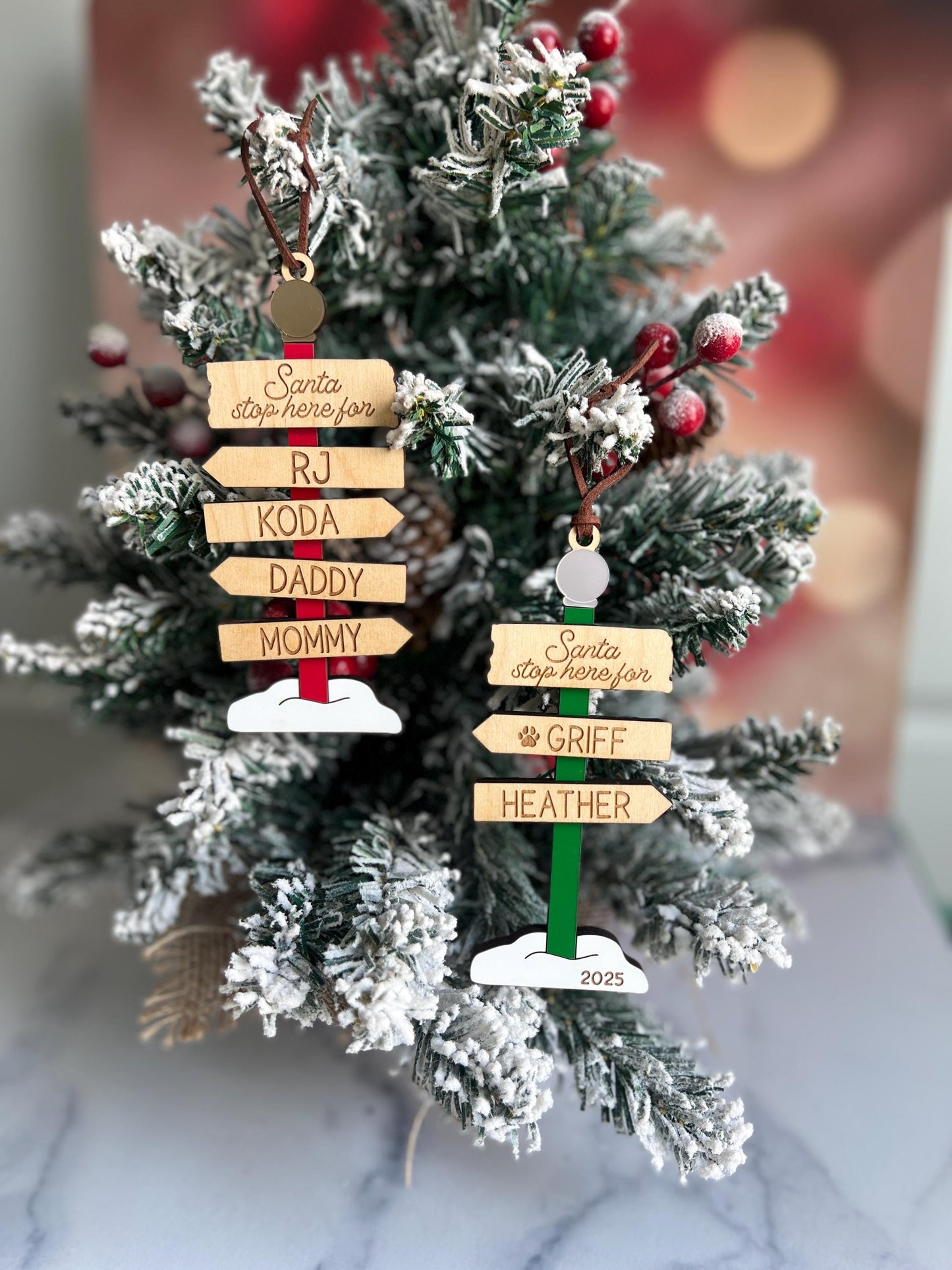 Personalized North Pole Family Ornament, Custom Grandparent Gift, Christmas Name Sign, Family Keepsake, Holiday Gift