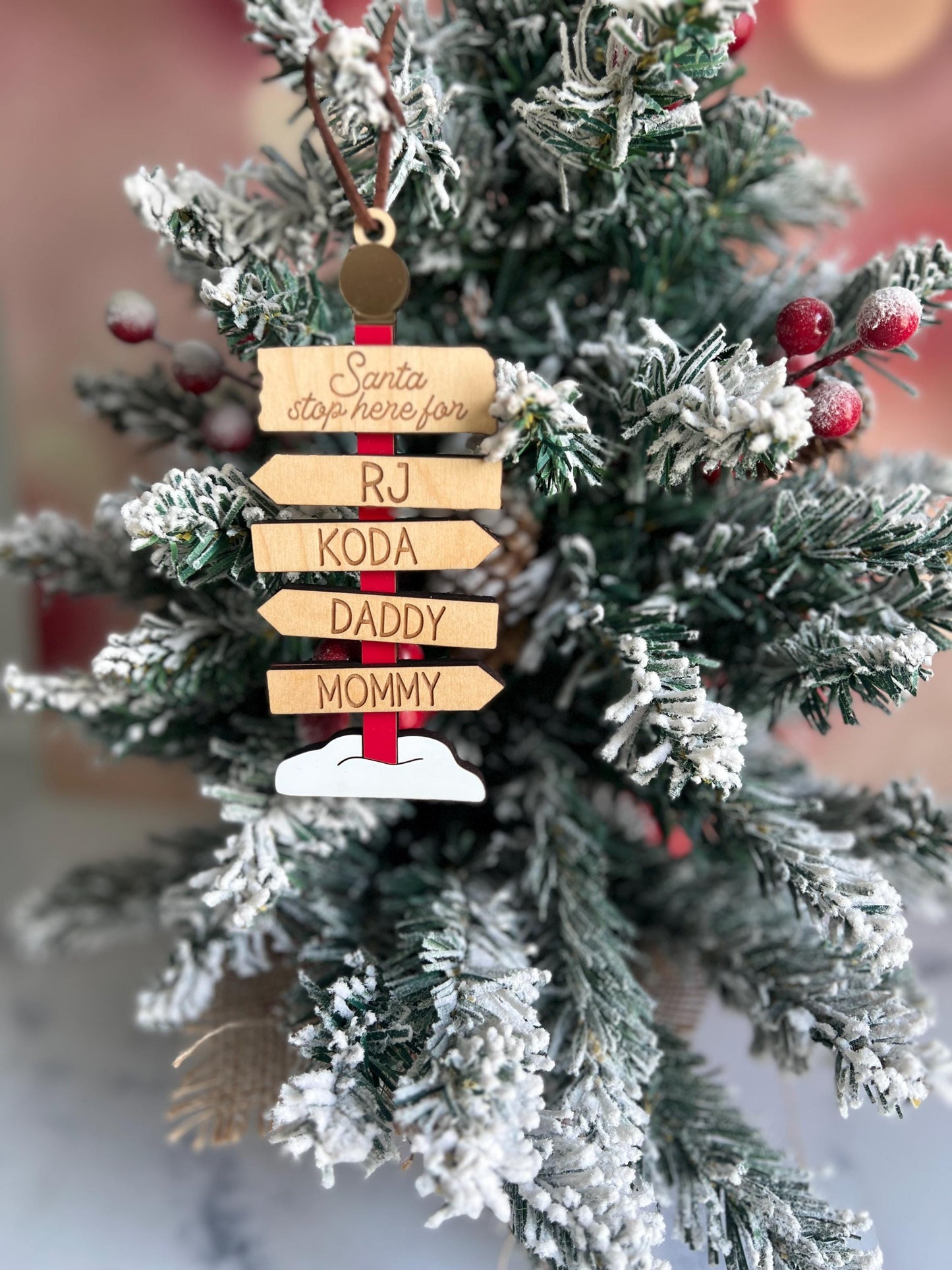 Personalized North Pole Family Ornament, Custom Grandparent Gift, Christmas Name Sign, Family Keepsake, Holiday Gift