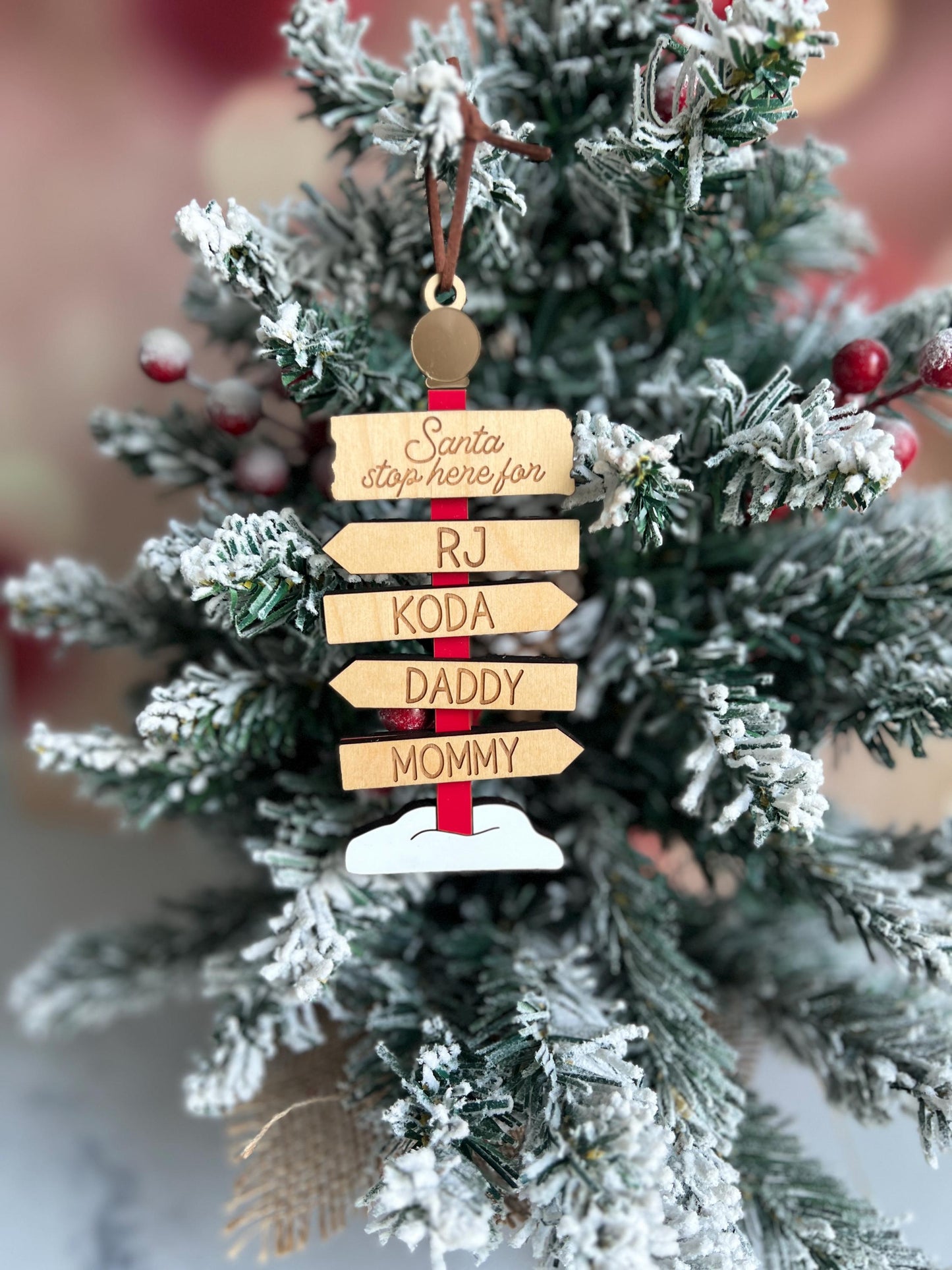 Personalized North Pole Family Ornament, Custom Grandparent Gift, Christmas Name Sign, Family Keepsake, Holiday Gift