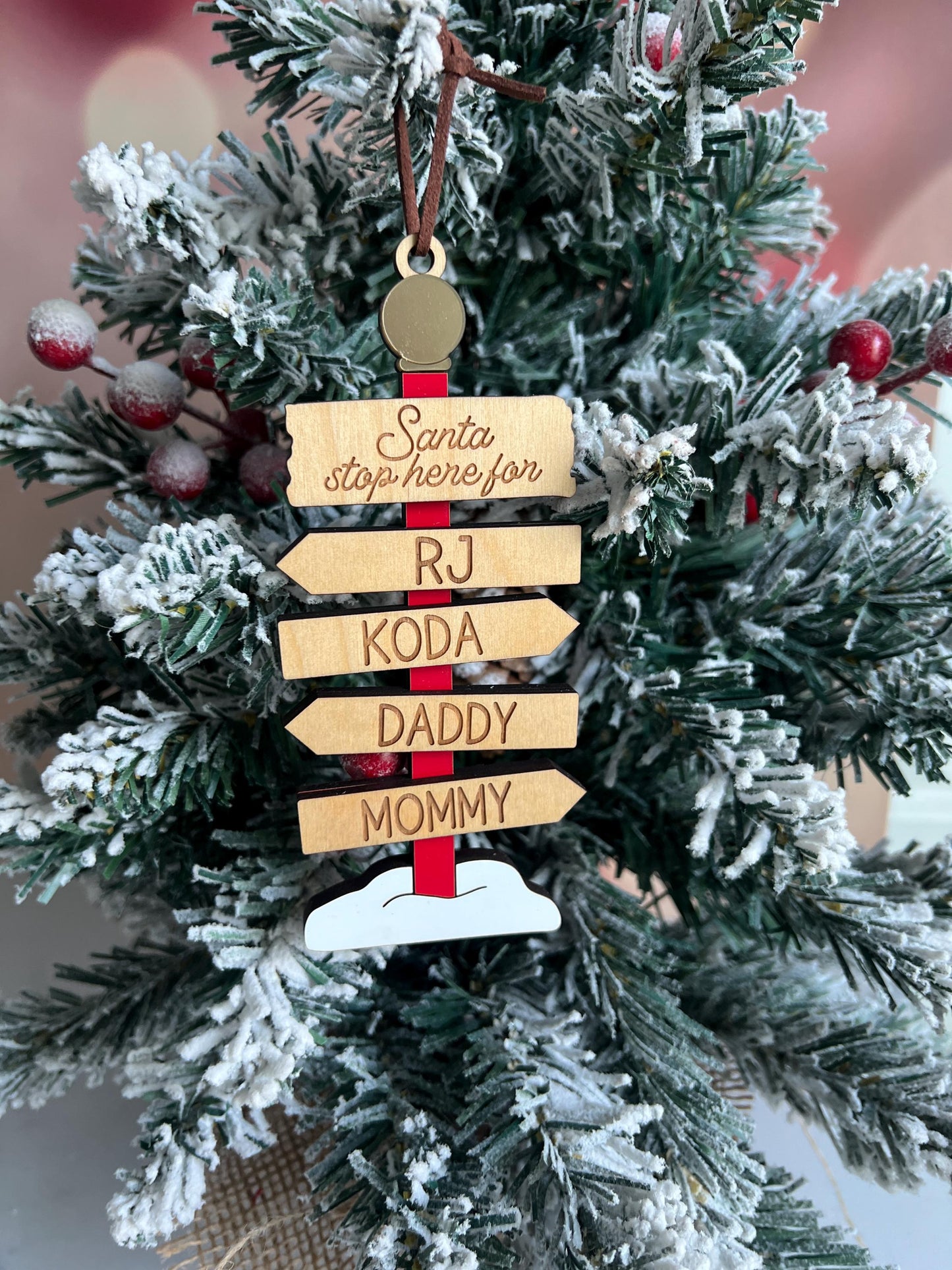 Personalized North Pole Family Ornament, Custom Grandparent Gift, Christmas Name Sign, Family Keepsake, Holiday Gift