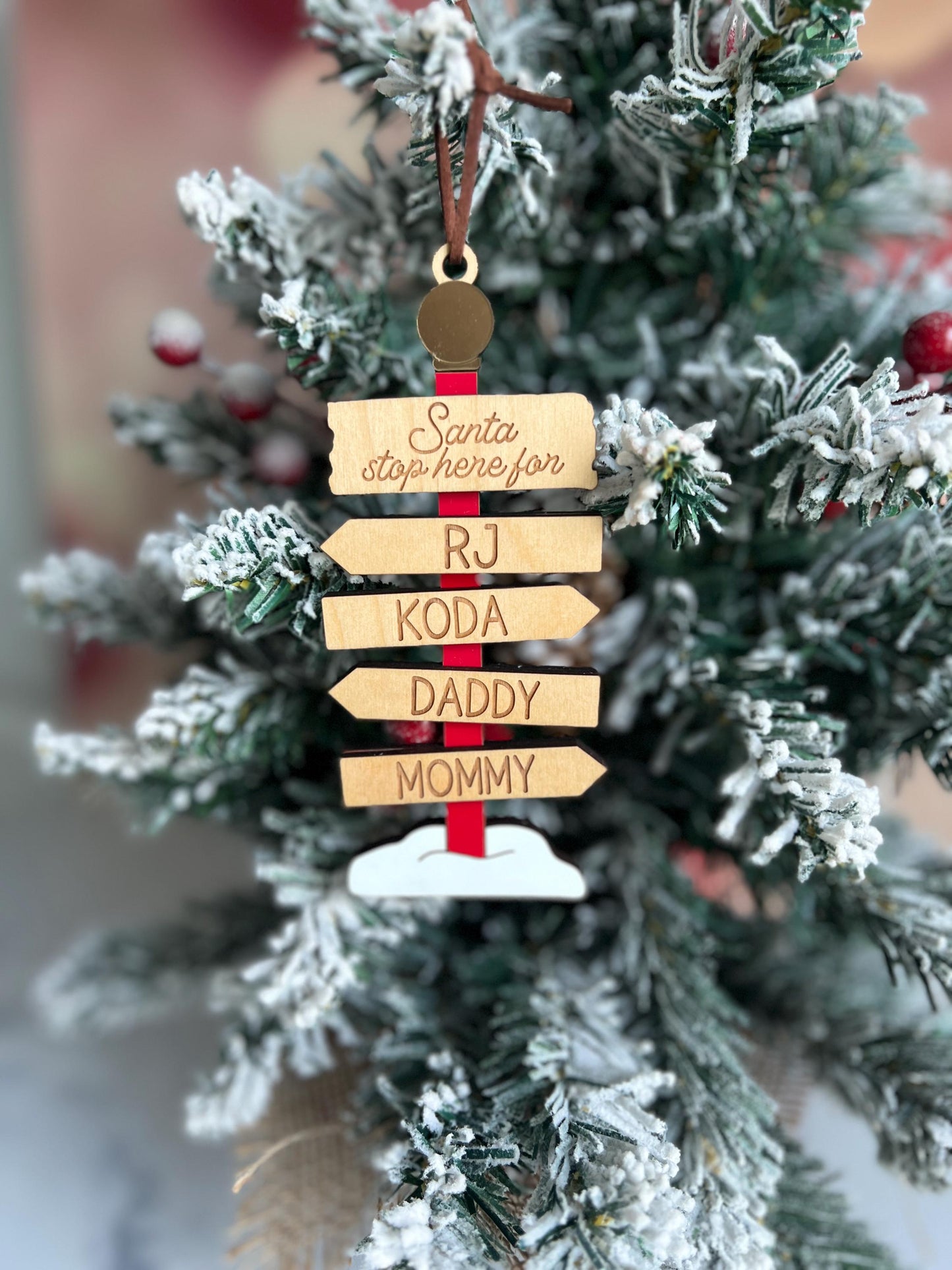 Personalized North Pole Family Ornament, Custom Grandparent Gift, Christmas Name Sign, Family Keepsake, Holiday Gift