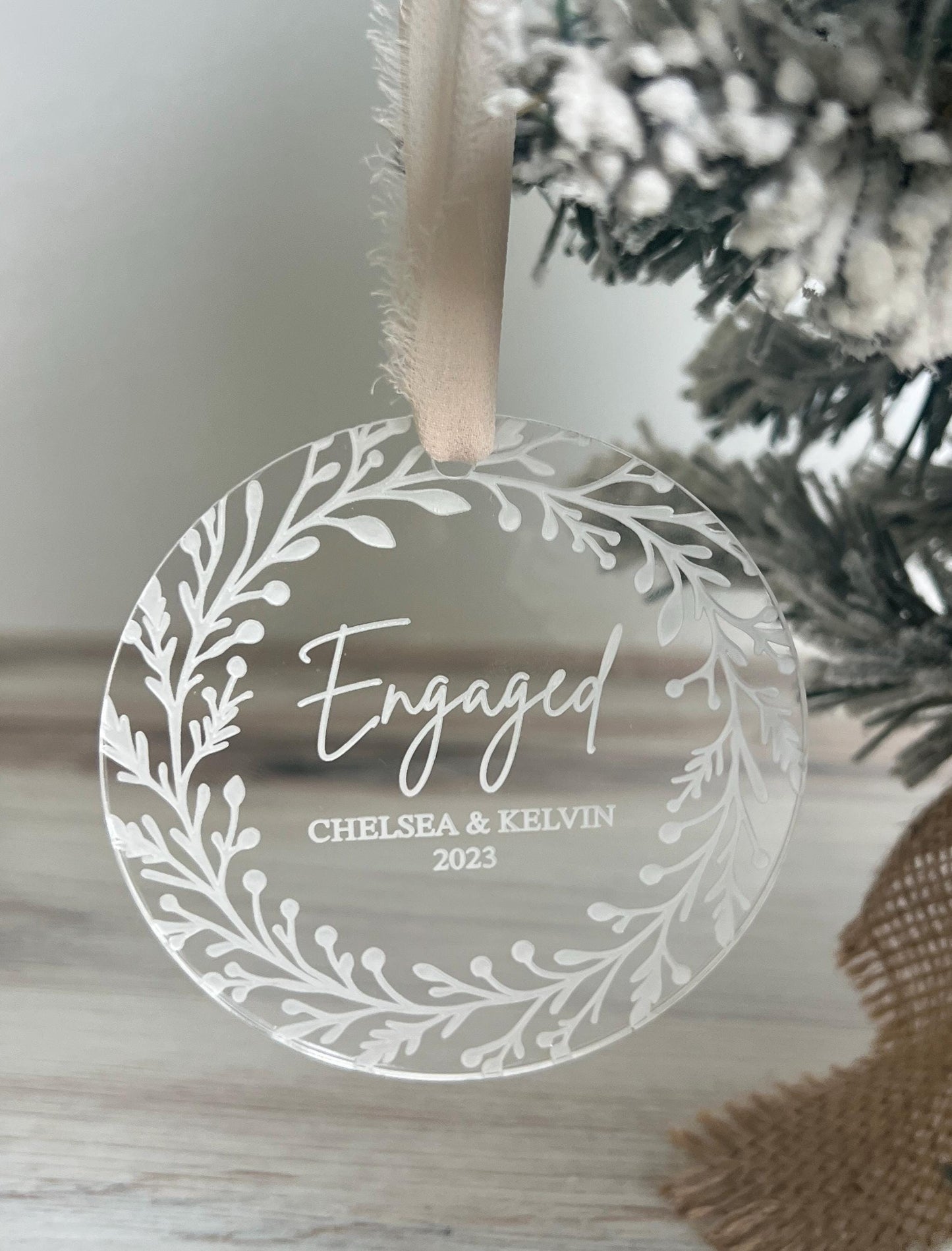 Personalized Engaged Christmas Ornament, Newly Engaged Gift, Just Engaged Gifts, First Christmas Engaged, Custom Engagement Keepsake Gifts