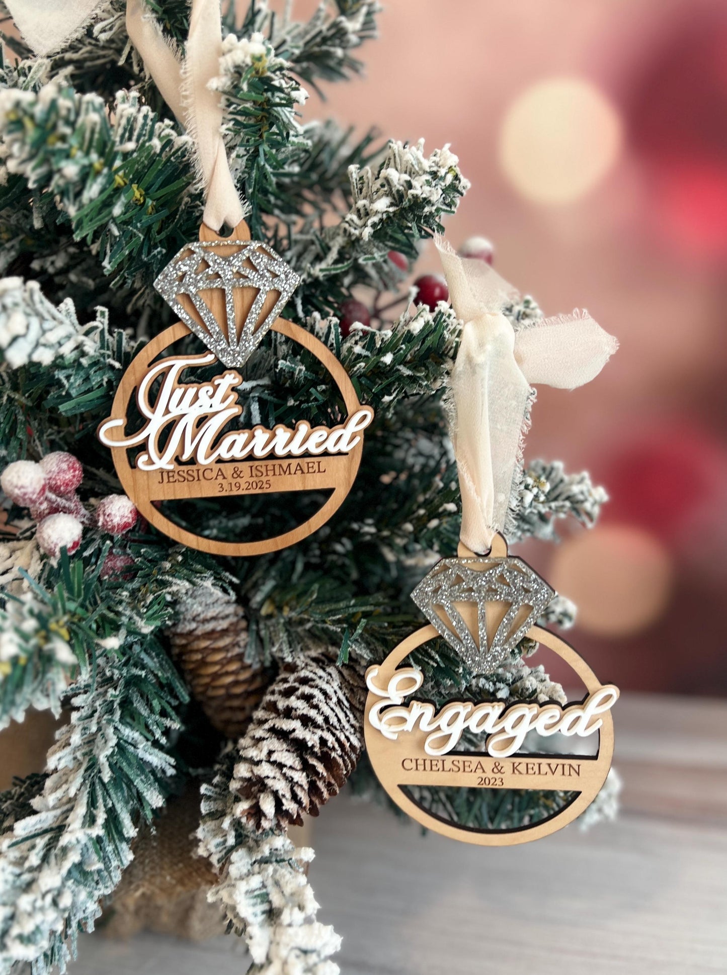 Personalized Engaged Christmas Ornament, Newly Engaged Gift, Just Engaged Gifts, First Christmas Engaged, Custom Engagement Keepsake Gifts