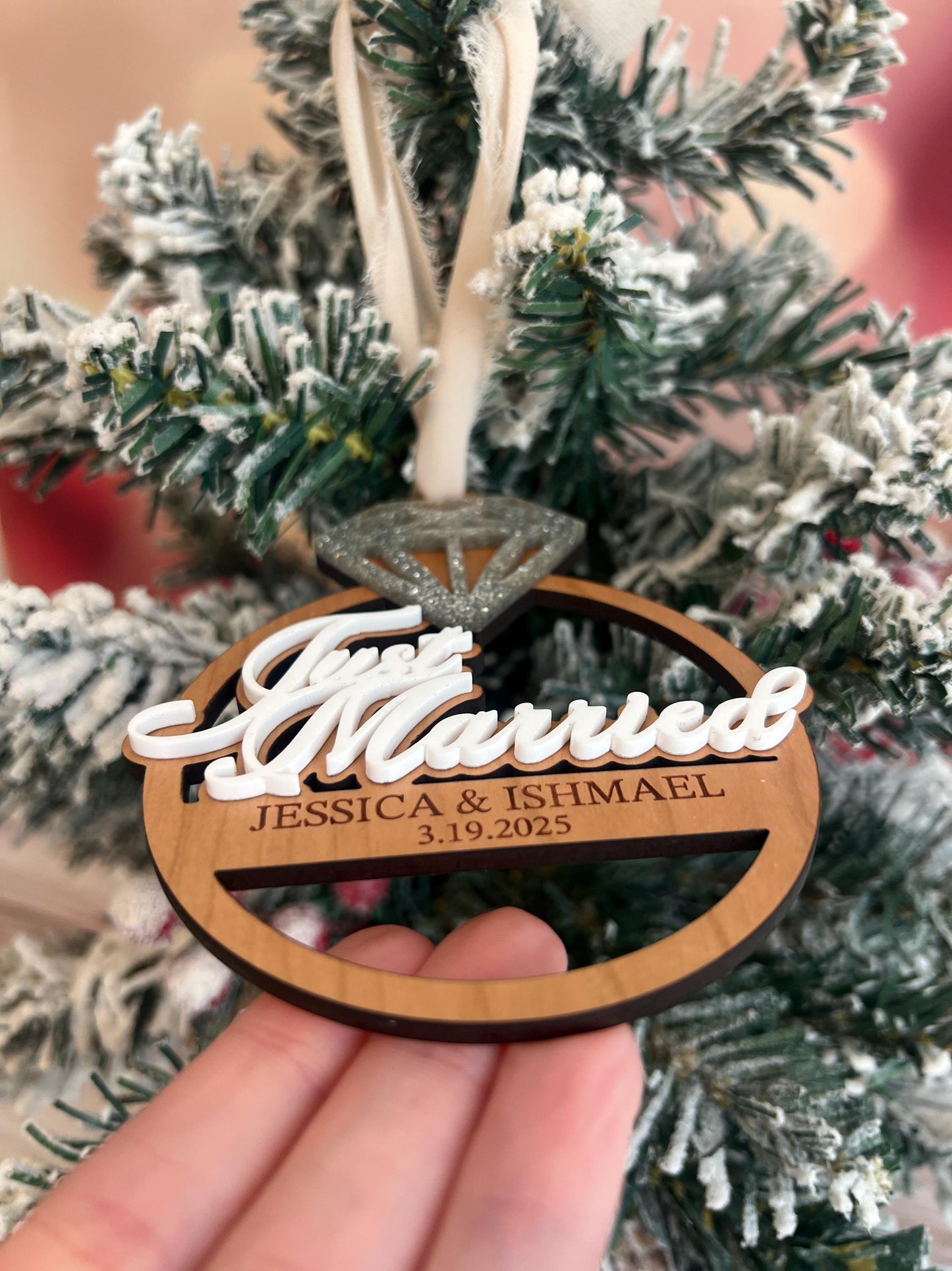Personalized Married Christmas Ornament, Our First Christmas Married, Custom Newlywed Gift, Mr & Mrs, Wedding Ornament, Wedding Keepsake