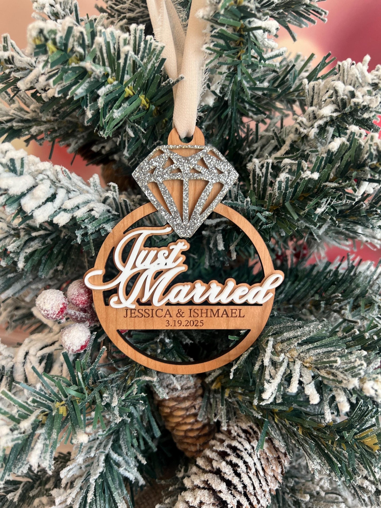 Personalized Married Christmas Ornament, Our First Christmas Married, Custom Newlywed Gift, Mr & Mrs, Wedding Ornament, Wedding Keepsake