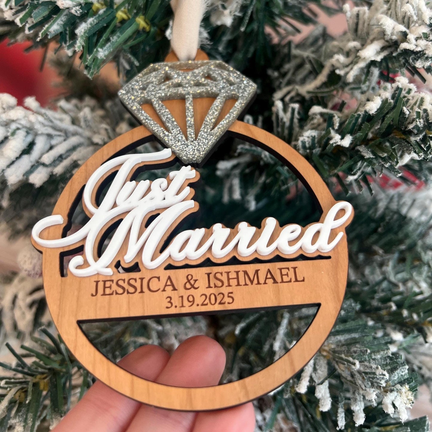 Personalized Married Christmas Ornament, Our First Christmas Married, Custom Newlywed Gift, Mr & Mrs, Wedding Ornament, Wedding Keepsake