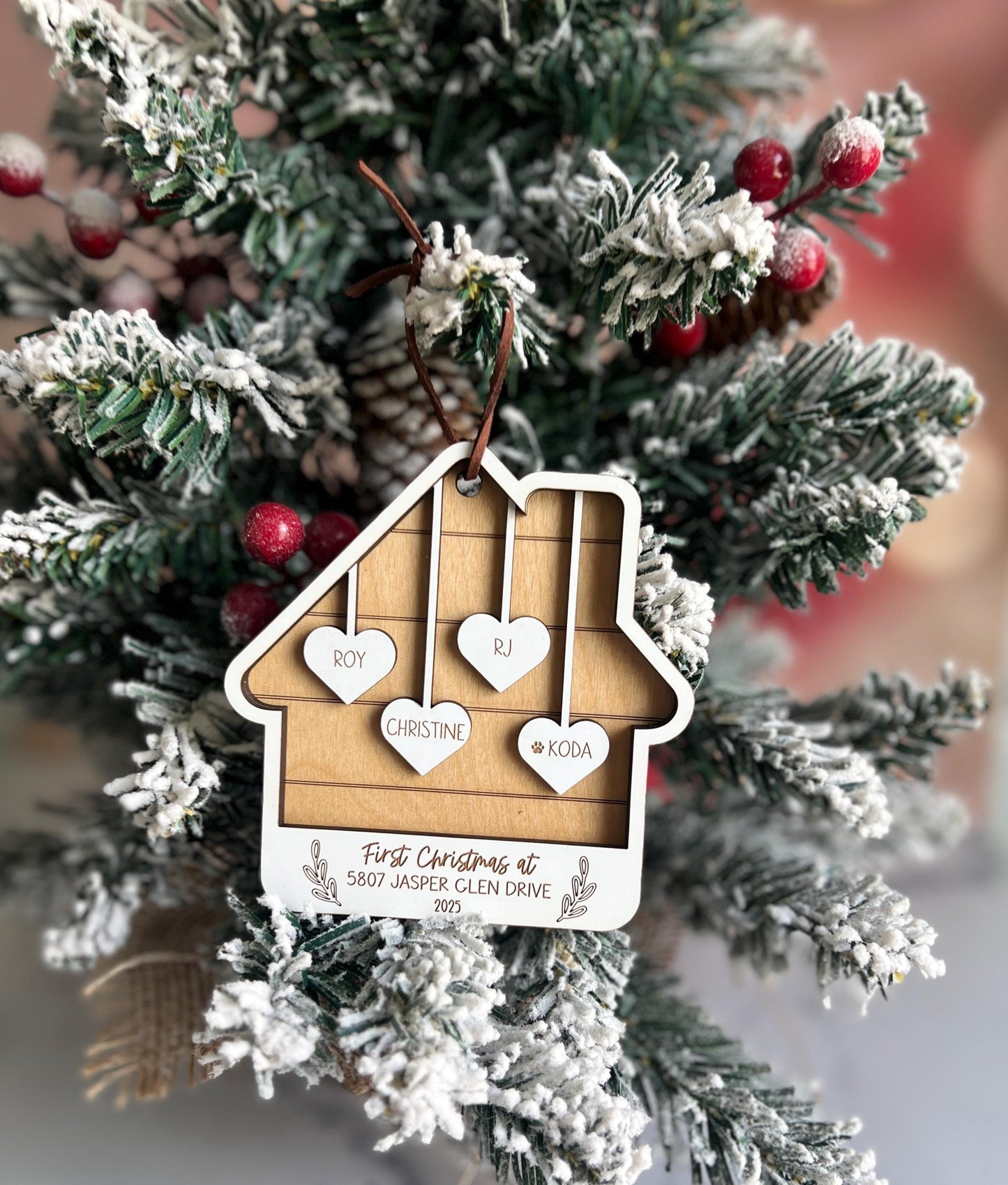 Personalized First Home Christmas Ornament, Family Names, New House Gift, Housewarming, Custom Present for Xmas, Family Keepsake