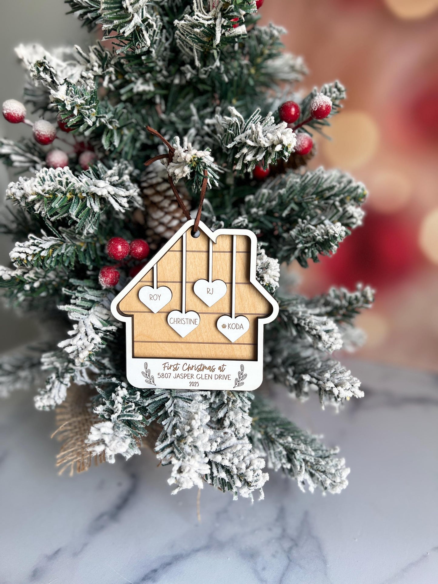 Personalized First Home Christmas Ornament, Family Names, New House Gift, Housewarming, Custom Present for Xmas, Family Keepsake
