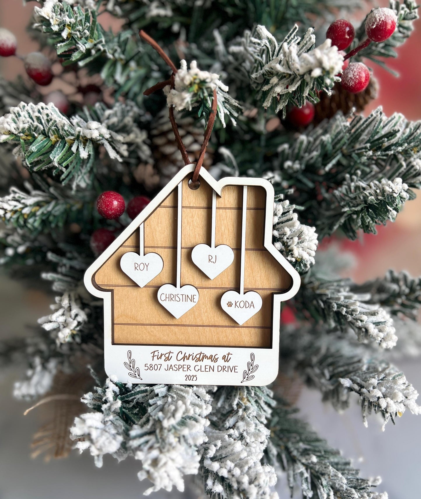 Personalized First Home Christmas Ornament, Family Names, New House Gift, Housewarming, Custom Present for Xmas, Family Keepsake