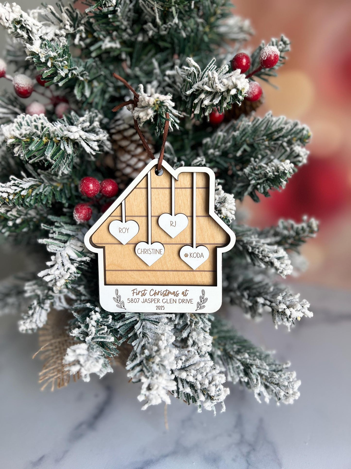 Personalized First Home Christmas Ornament, Family Names, New House Gift, Housewarming, Custom Present for Xmas, Family Keepsake