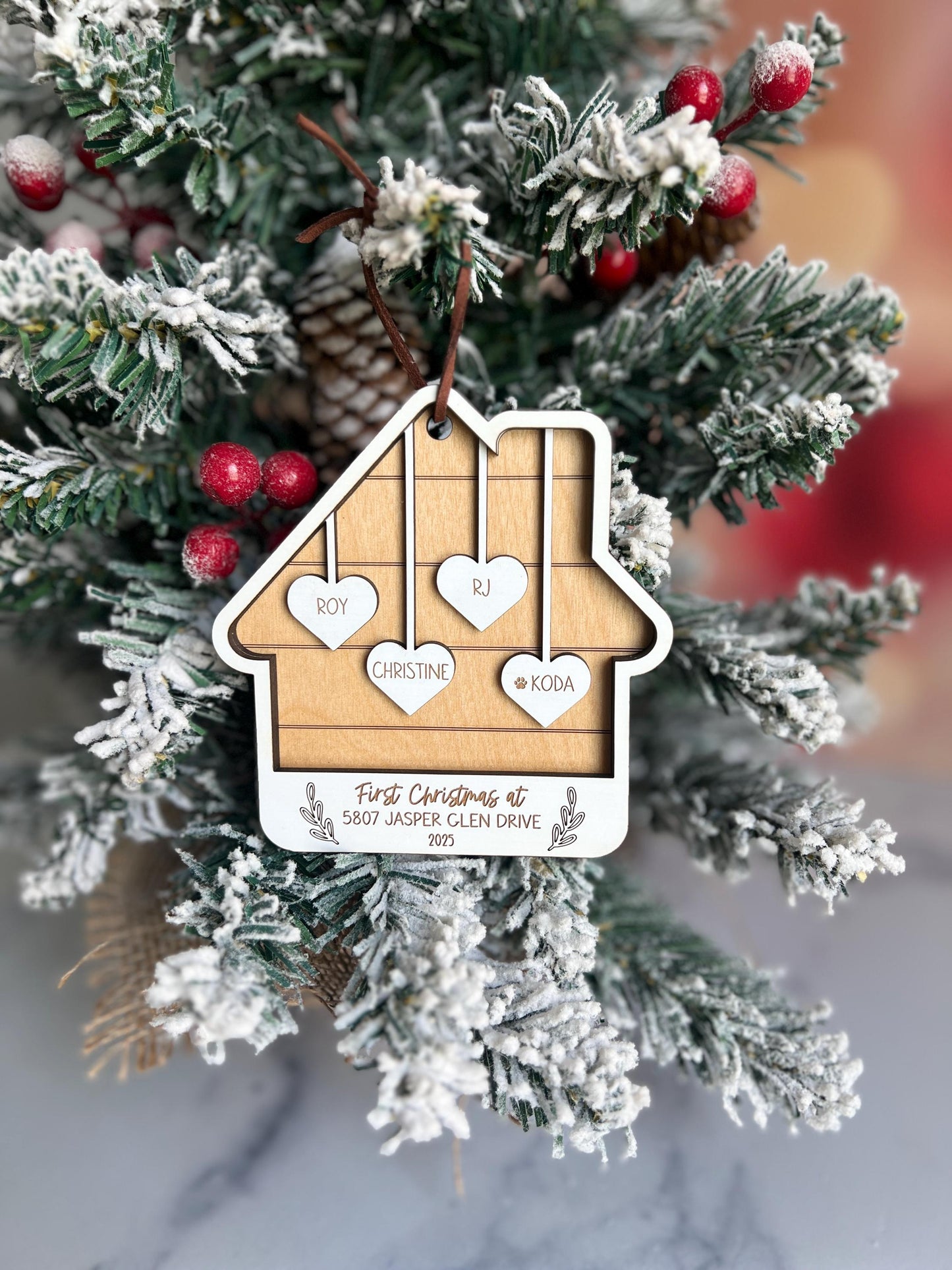 Personalized First Home Christmas Ornament, Family Names, New House Gift, Housewarming, Custom Present for Xmas, Family Keepsake