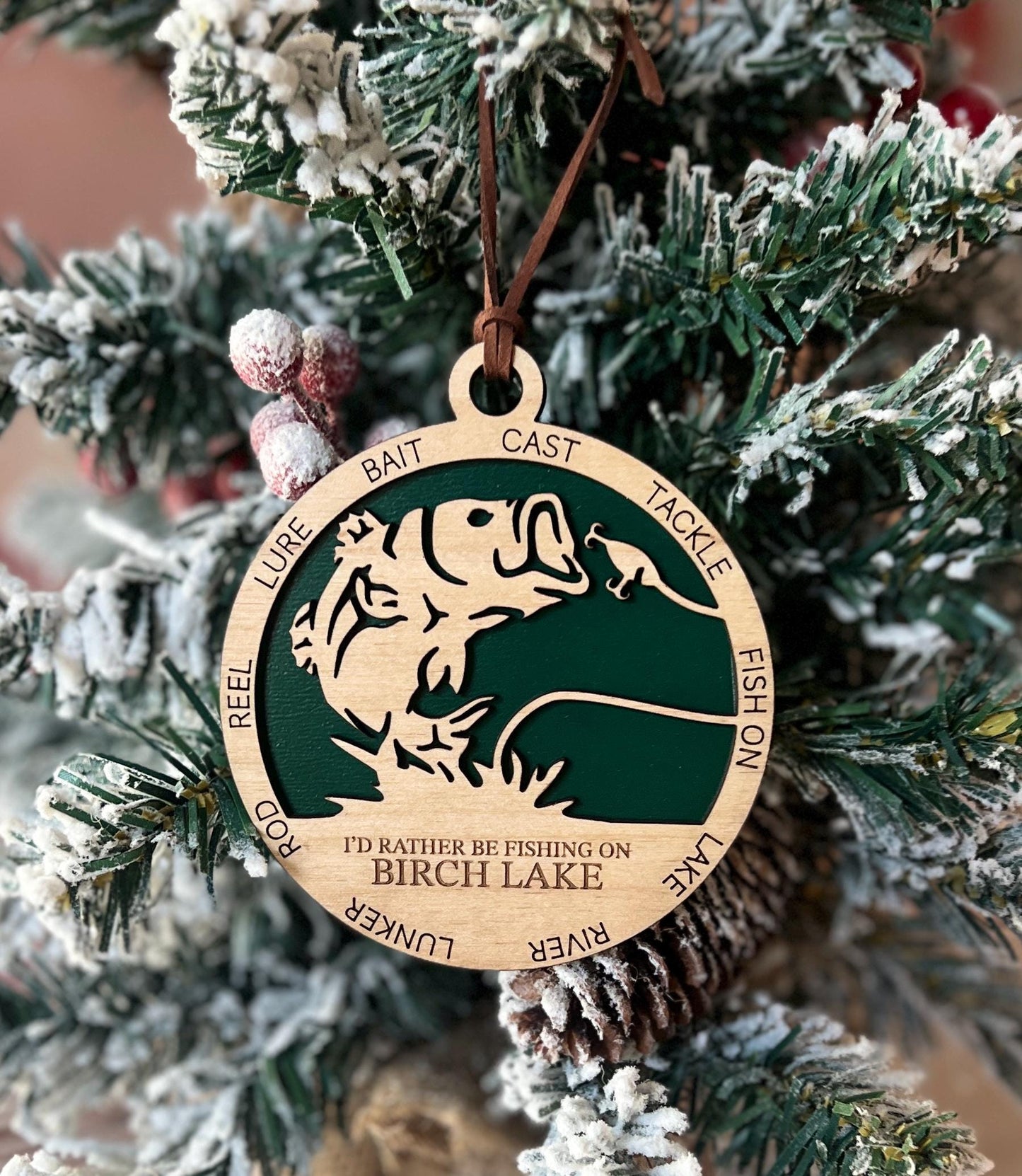 Personalized Largemouth Bass Fishing Christmas Ornament, Custom Gift, Fisherman Holiday Present, Gifts for Dad