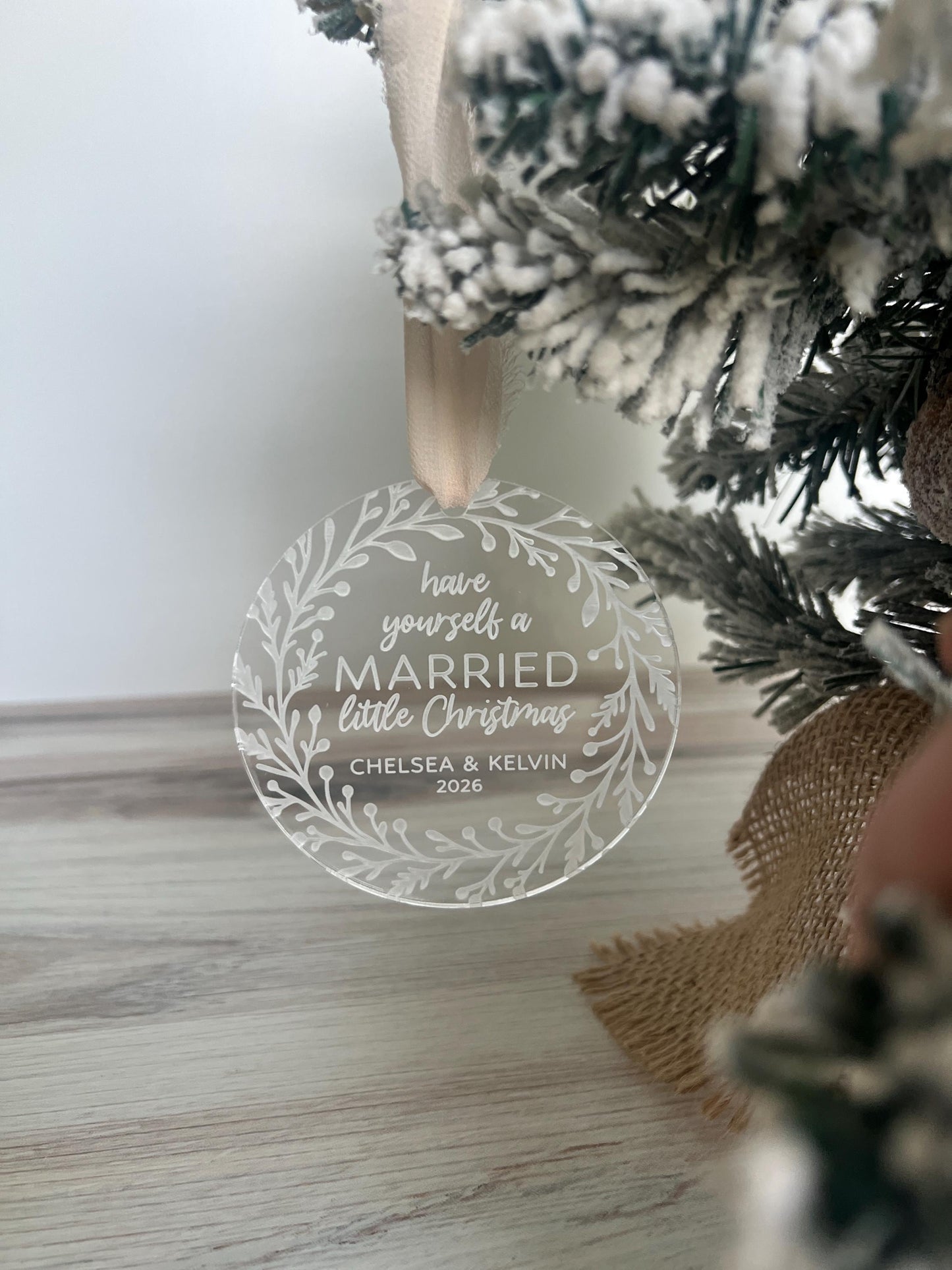Personalized Married Christmas Ornament, Our First Christmas Married, Custom Newlywed Gift, Mr & Mrs, Wedding Ornament, Wedding Keepsake