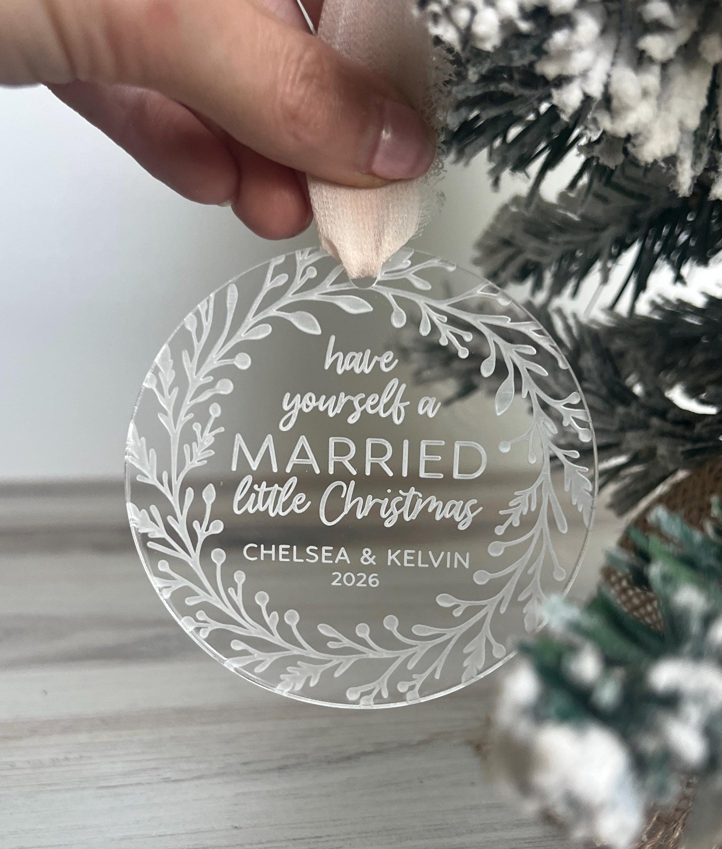 Personalized Married Christmas Ornament, Our First Christmas Married, Custom Newlywed Gift, Mr & Mrs, Wedding Ornament, Wedding Keepsake