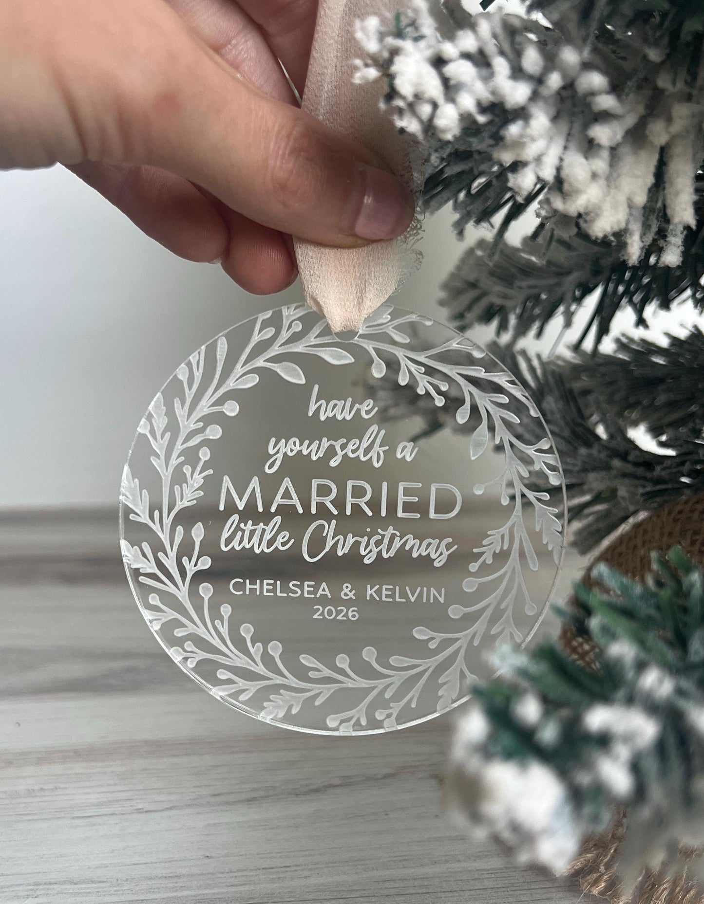 Personalized Married Christmas Ornament, Our First Christmas Married, Custom Newlywed Gift, Mr & Mrs, Wedding Ornament, Wedding Keepsake