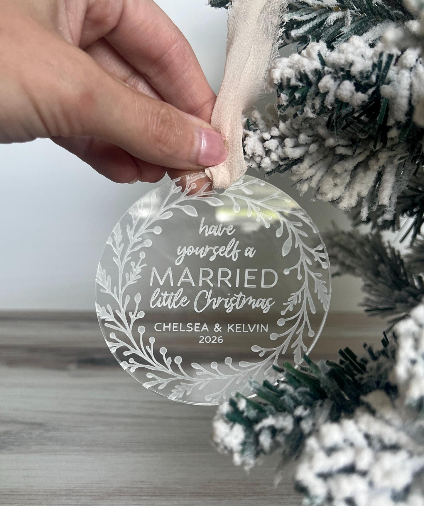 Personalized Married Christmas Ornament, Our First Christmas Married, Custom Newlywed Gift, Mr & Mrs, Wedding Ornament, Wedding Keepsake