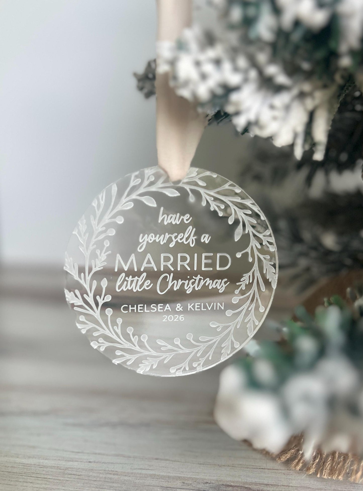 Personalized Married Christmas Ornament, Our First Christmas Married, Custom Newlywed Gift, Mr & Mrs, Wedding Ornament, Wedding Keepsake