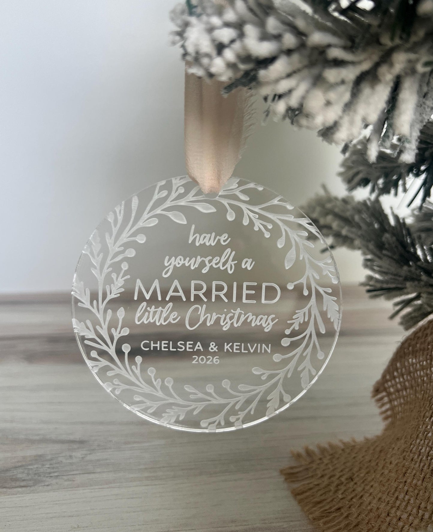 Personalized Married Christmas Ornament, Our First Christmas Married, Custom Newlywed Gift, Mr & Mrs, Wedding Ornament, Wedding Keepsake