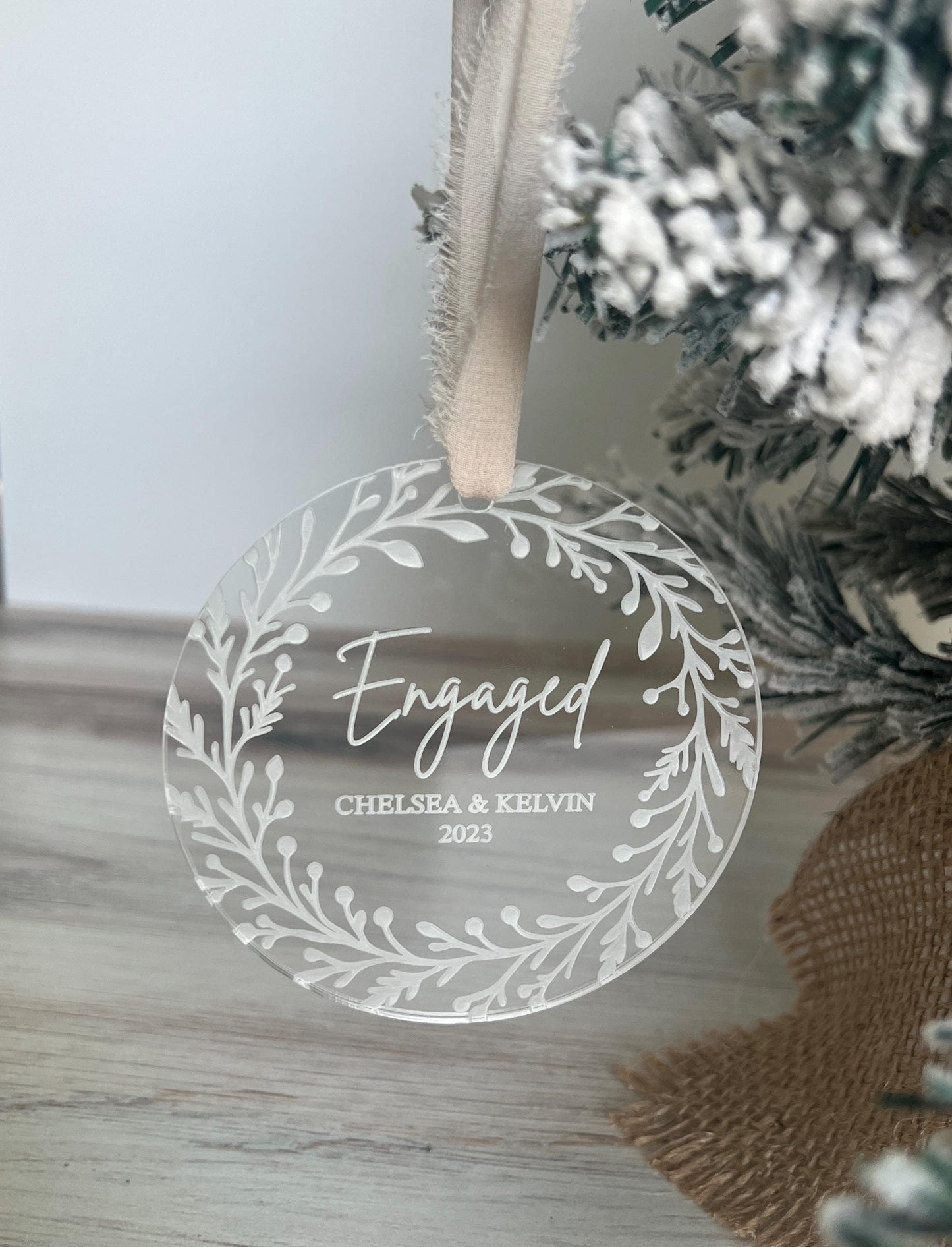 Personalized Engaged Christmas Ornament, Newly Engaged Gift, Just Engaged Gifts, First Christmas Engaged, Custom Engagement Keepsake Gifts