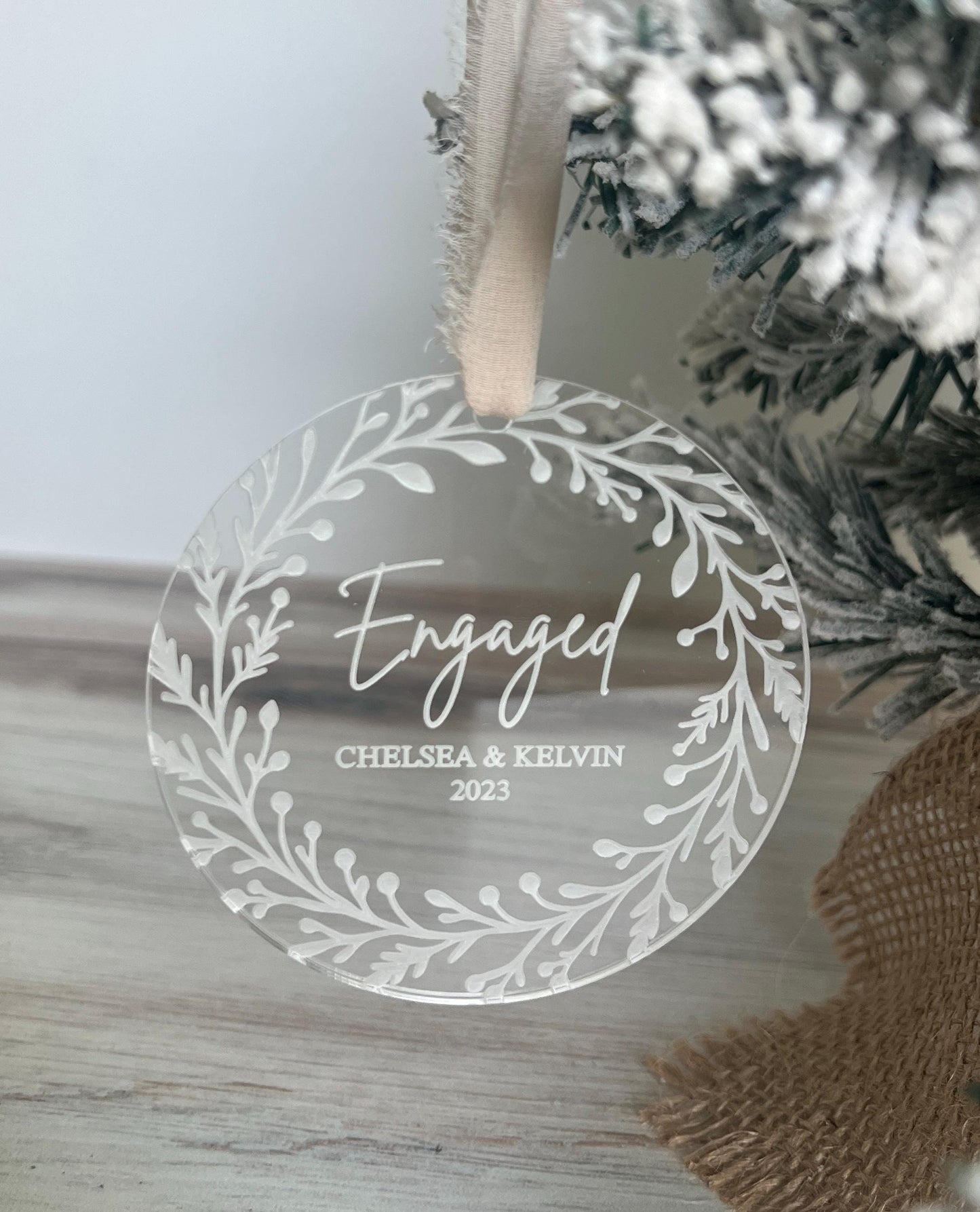 Personalized Engaged Christmas Ornament, Newly Engaged Gift, Just Engaged Gifts, First Christmas Engaged, Custom Engagement Keepsake Gifts