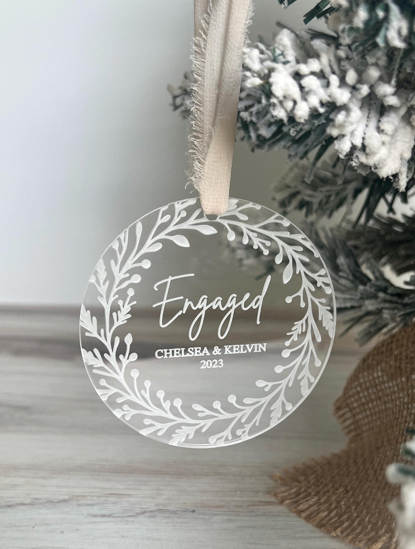 Personalized Engaged Christmas Ornament, Newly Engaged Gift, Just Engaged Gifts, First Christmas Engaged, Custom Engagement Keepsake Gifts