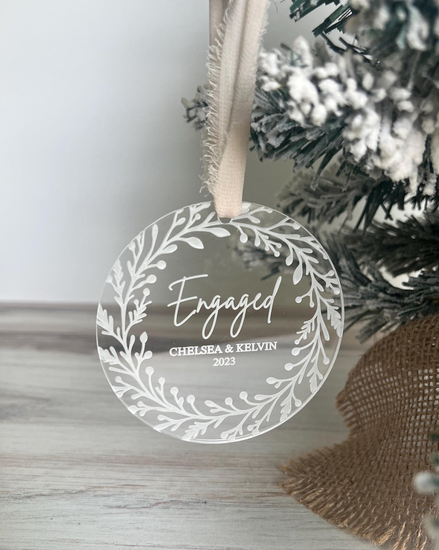 Personalized Engaged Christmas Ornament, Newly Engaged Gift, Just Engaged Gifts, First Christmas Engaged, Custom Engagement Keepsake Gifts