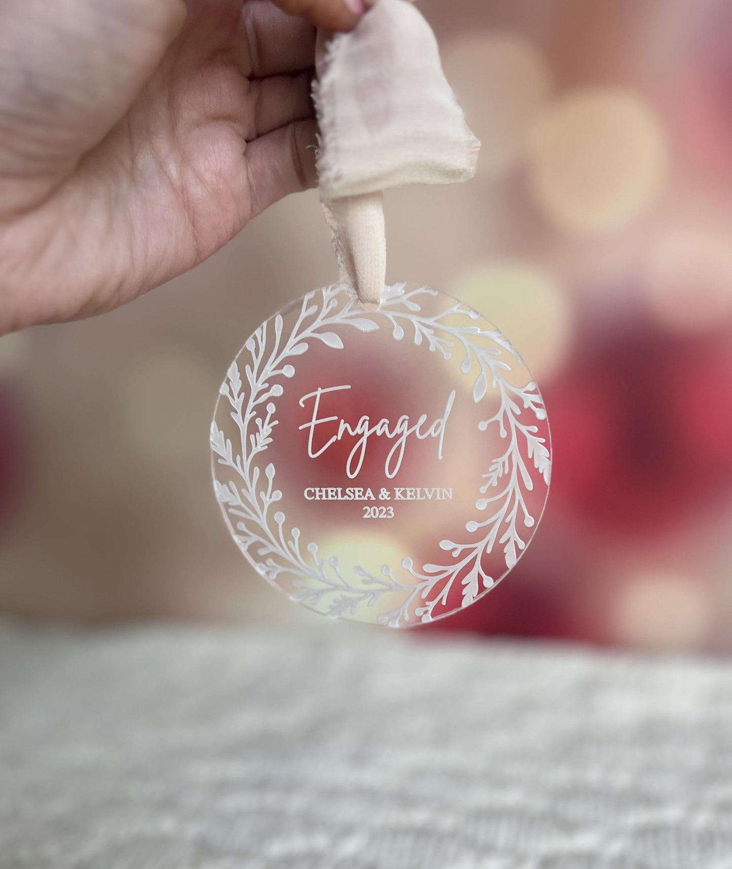 Personalized Engaged Christmas Ornament, Newly Engaged Gift, Just Engaged Gifts, First Christmas Engaged, Custom Engagement Keepsake Gifts