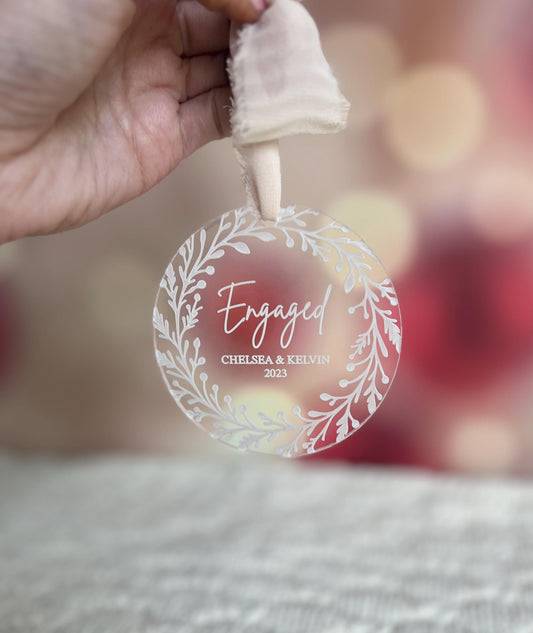 Personalized Engaged Christmas Ornament, Newly Engaged Gift, Just Engaged Gifts, First Christmas Engaged, Custom Engagement Keepsake Gifts