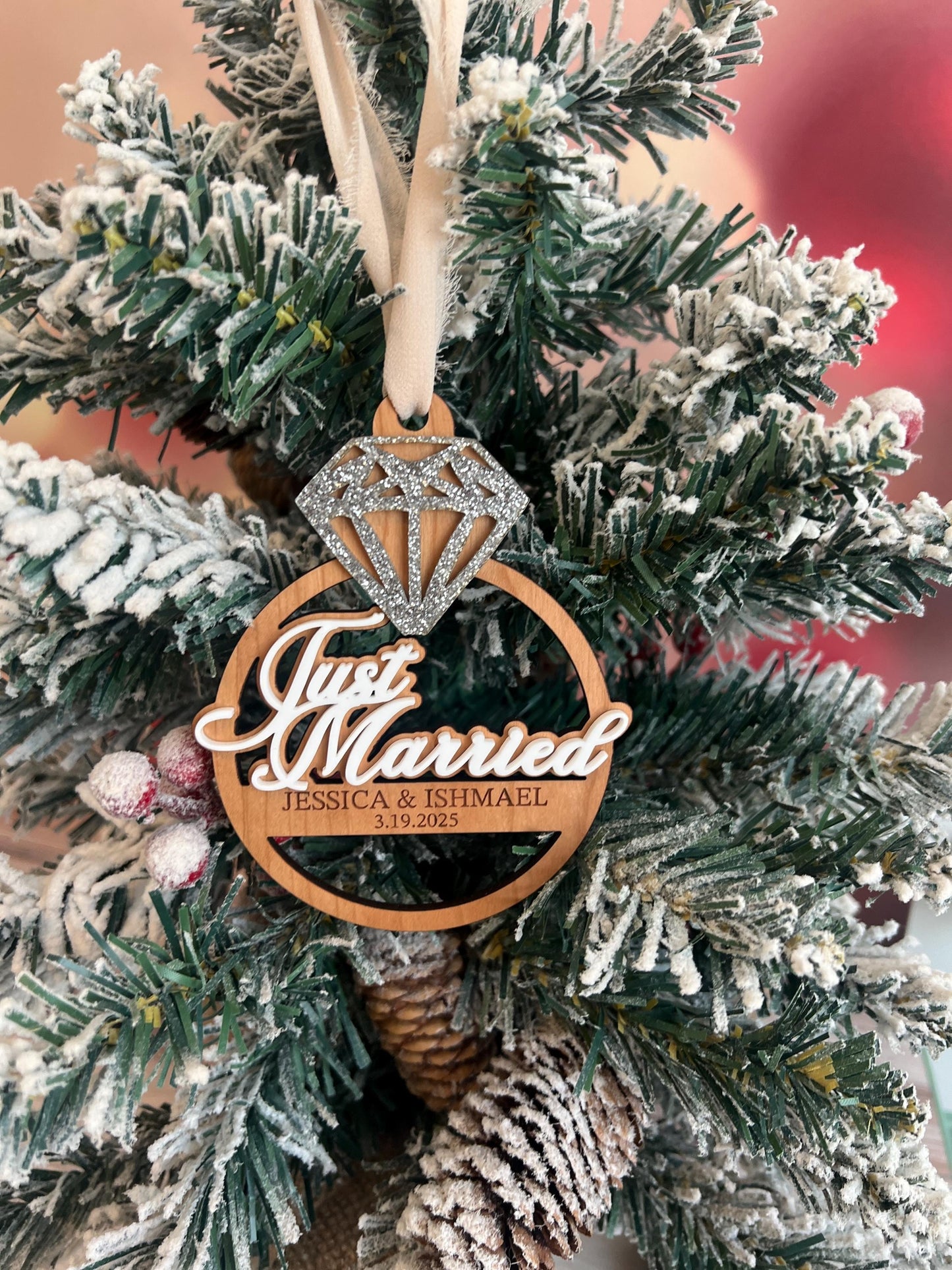Personalized Married Christmas Ornament, Our First Christmas Married, Custom Newlywed Gift, Mr & Mrs, Wedding Ornament, Wedding Keepsake