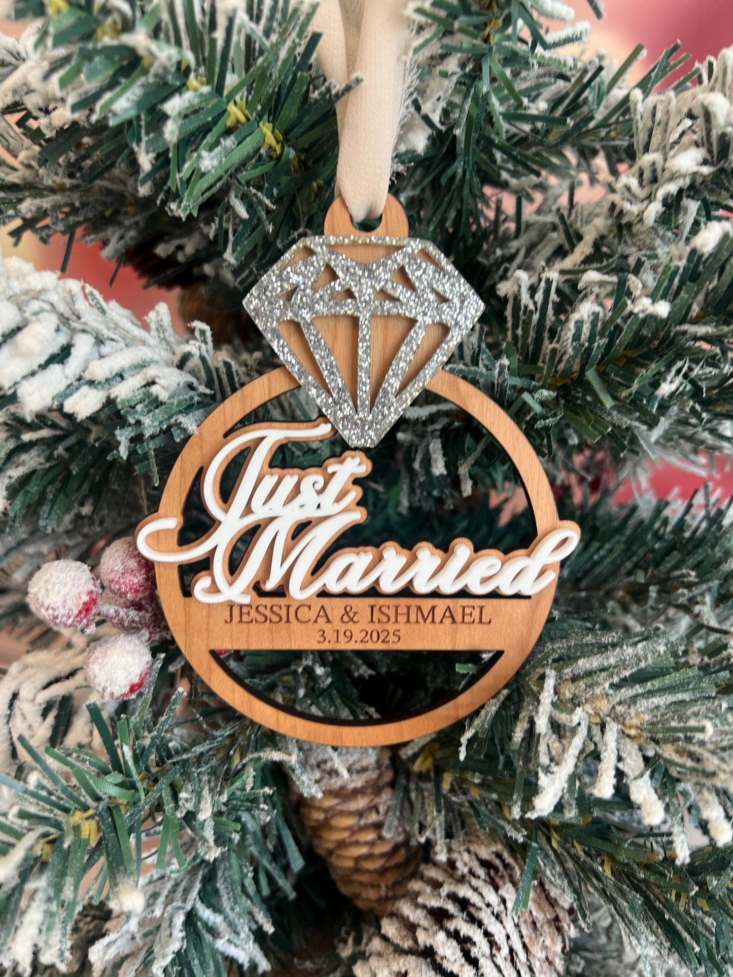 Personalized Married Christmas Ornament, Our First Christmas Married, Custom Newlywed Gift, Mr & Mrs, Wedding Ornament, Wedding Keepsake