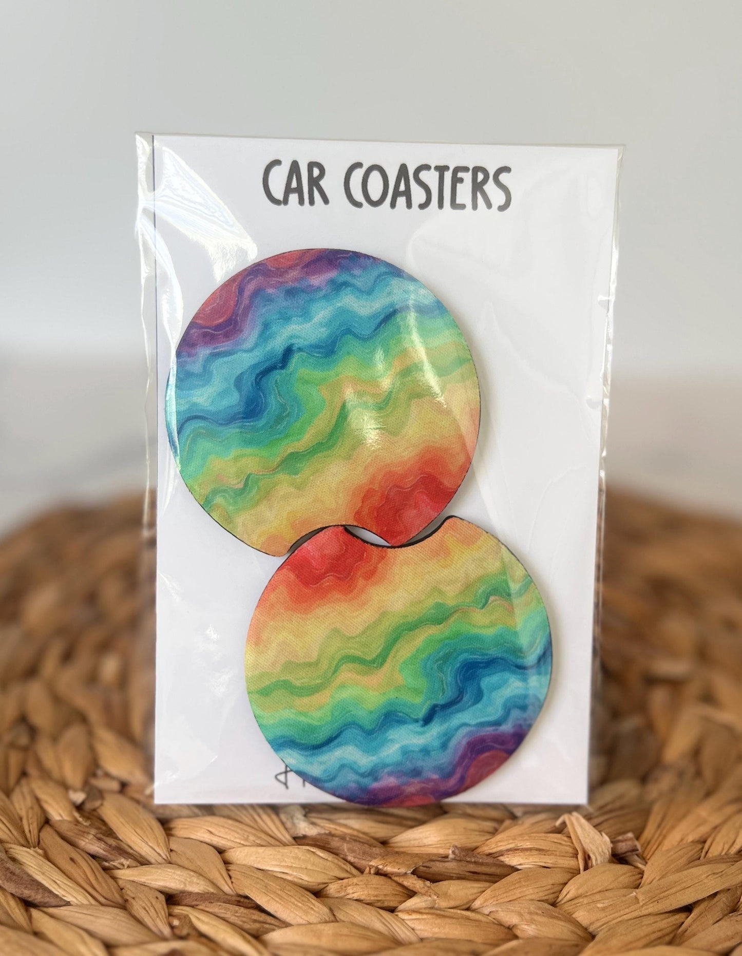 Pride Car Coaster Set, Rainbow & Transgender LGBTQ, Car Accessories