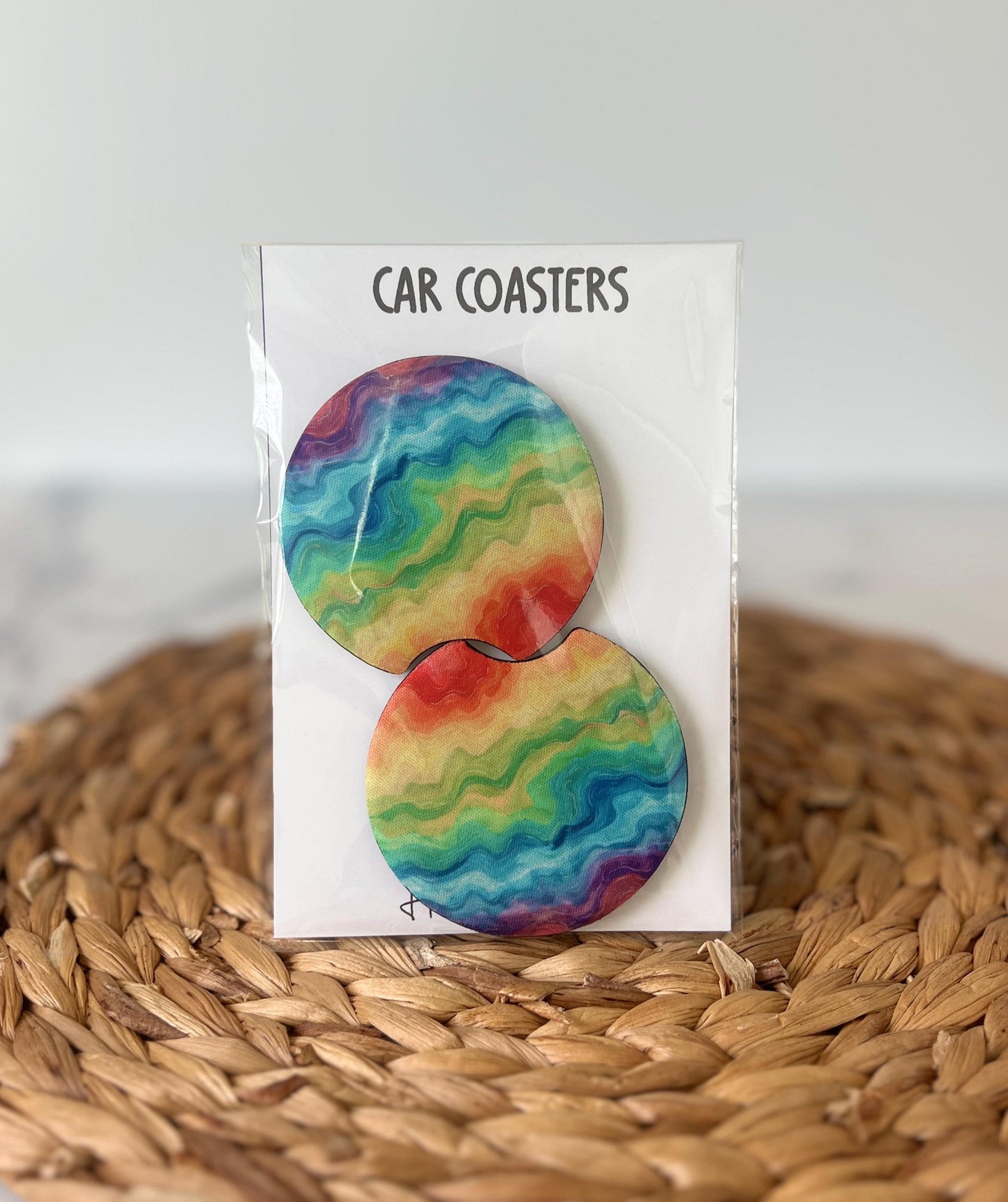Pride Car Coaster Set, Rainbow & Transgender LGBTQ, Car Accessories