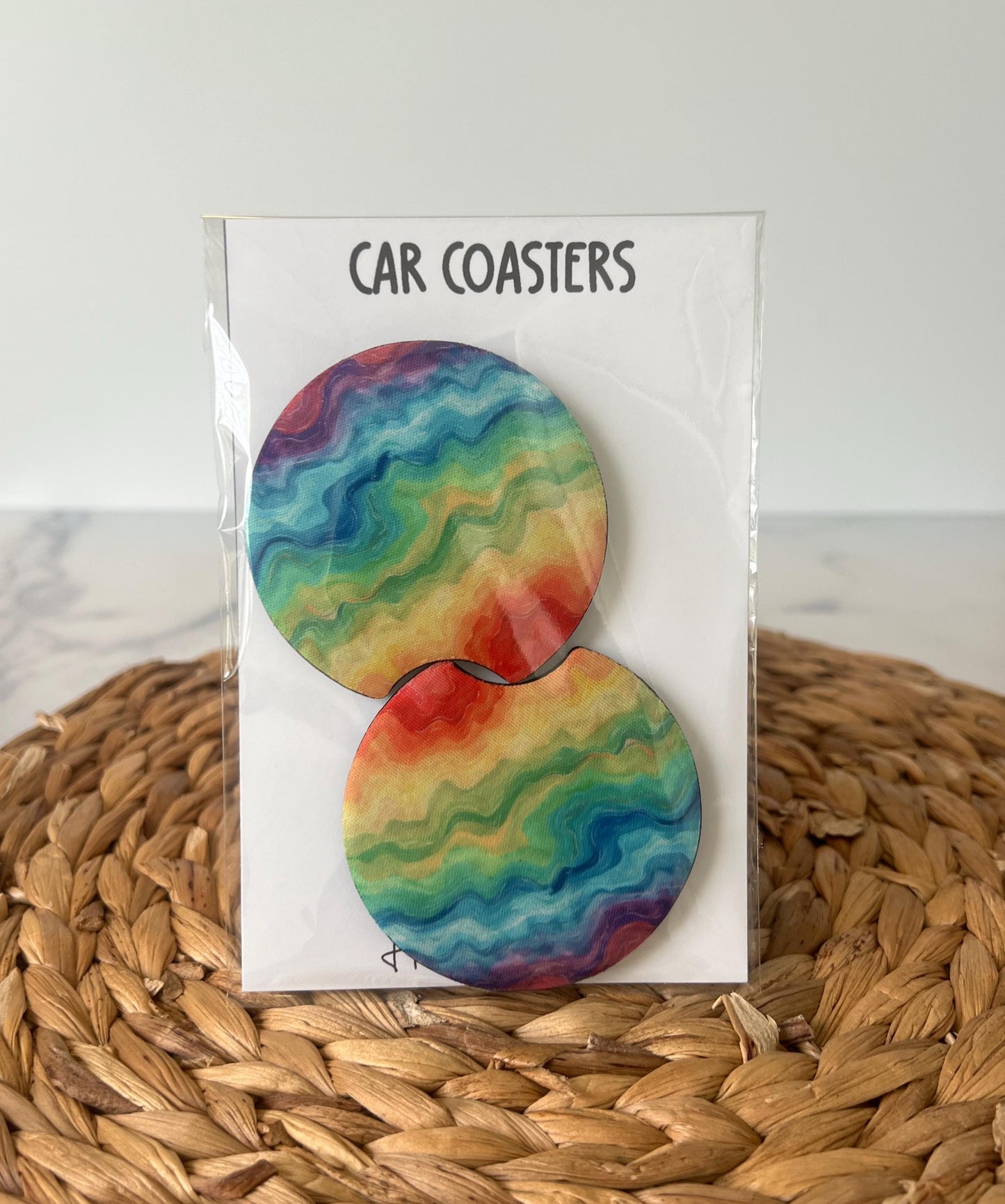 Pride Car Coaster Set, Rainbow & Transgender LGBTQ, Car Accessories