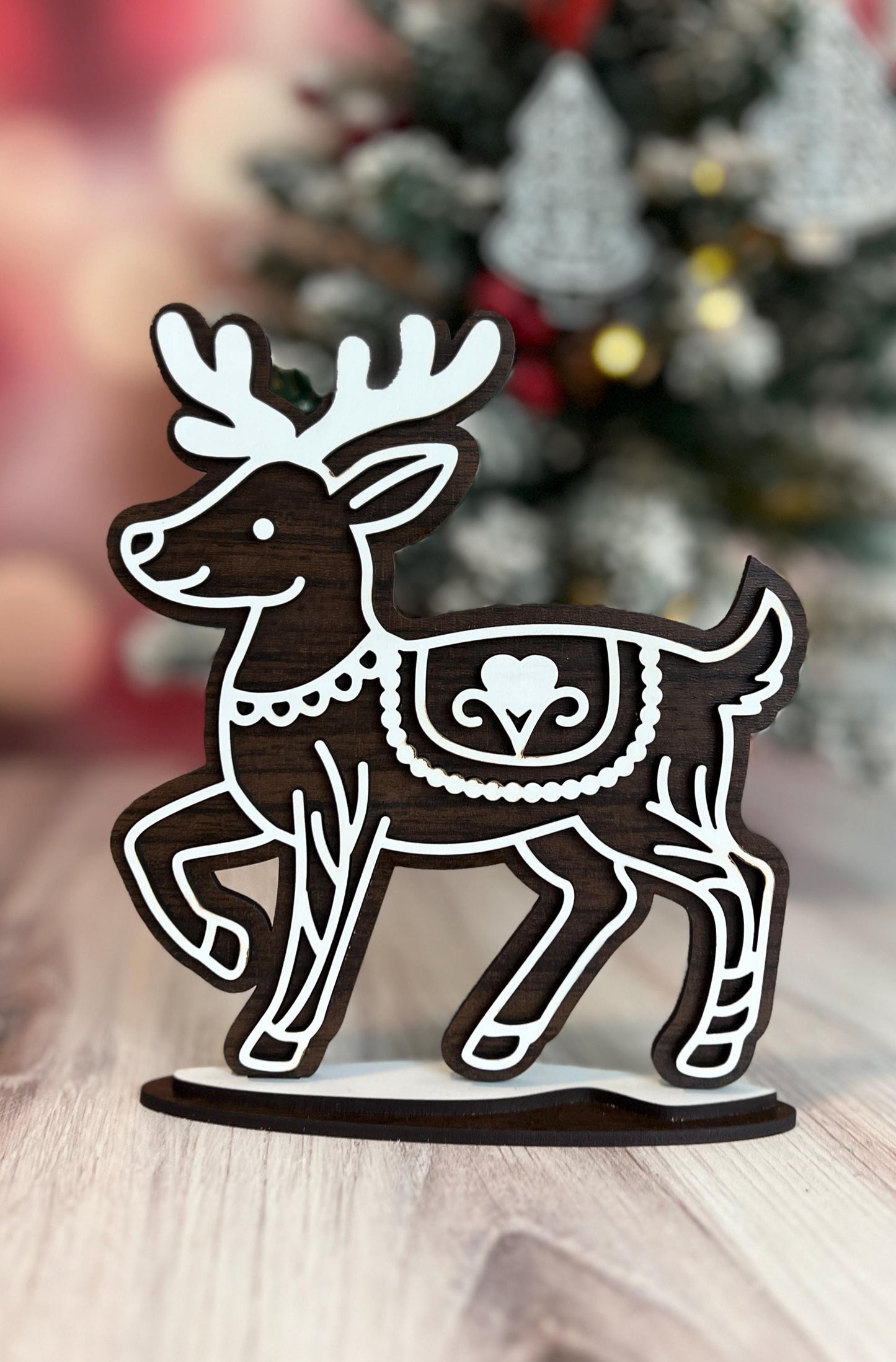 Christmas Shelf Decor Indoor, Wooden Santa Shelf Sitter, Reindeer & Tree Sets, Holiday Mantel Decor