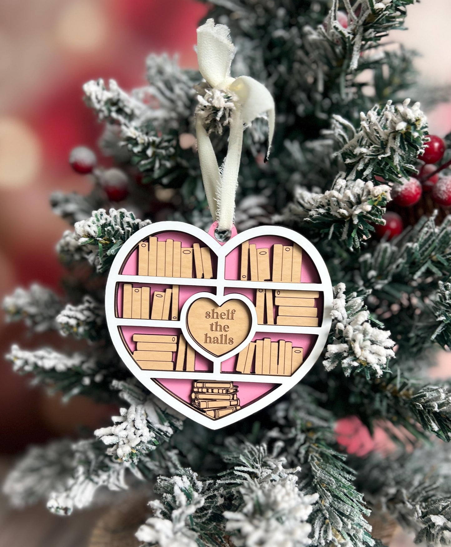 Personalized Book Ornament, Custom Heart Bookshelf Present, Reader, Book Lover Gift, Bookish Decor, Booktok Merch, Book Club, Gift for Her