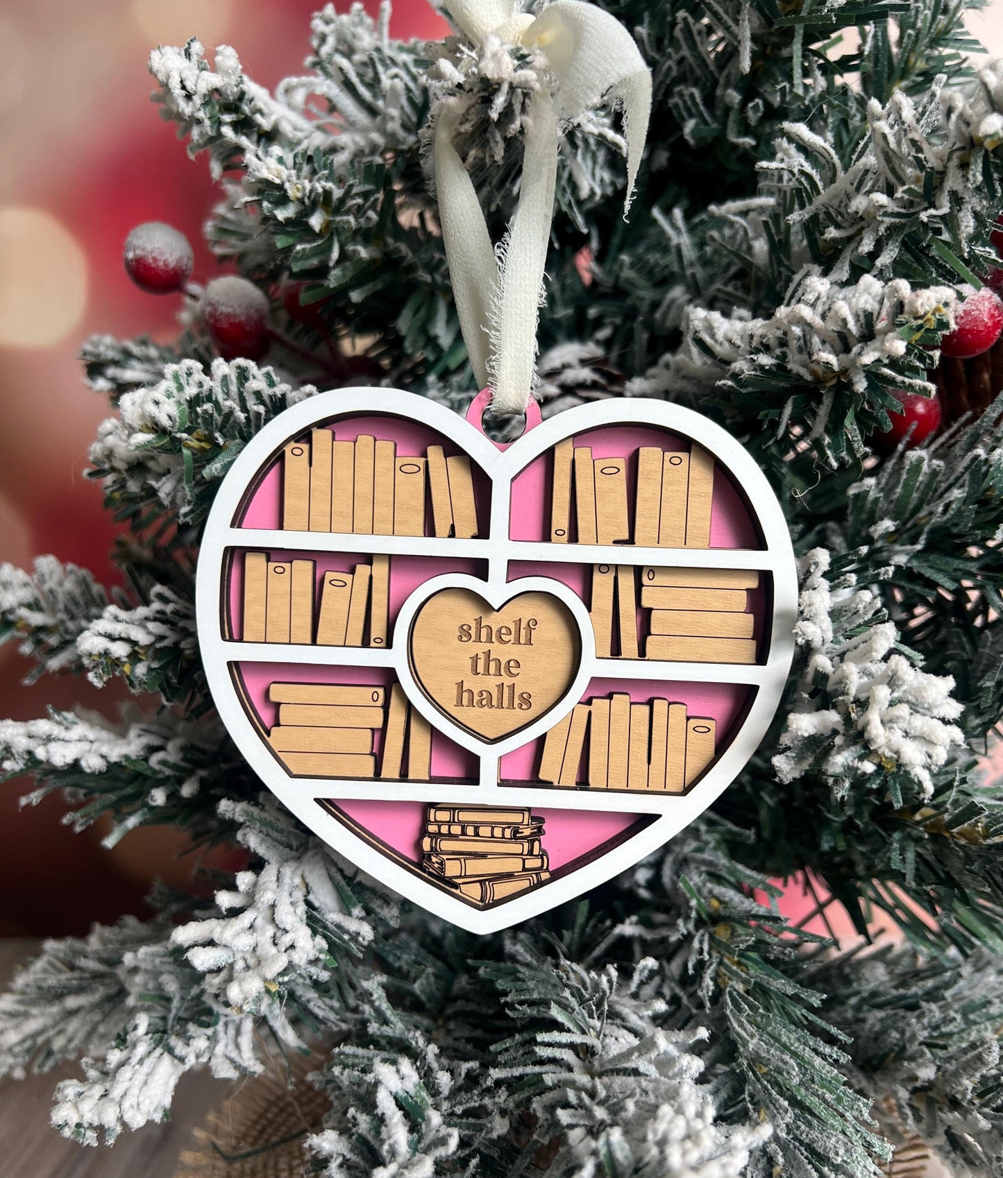 Personalized Book Ornament, Custom Heart Bookshelf Present, Reader, Book Lover Gift, Bookish Decor, Booktok Merch, Book Club, Gift for Her
