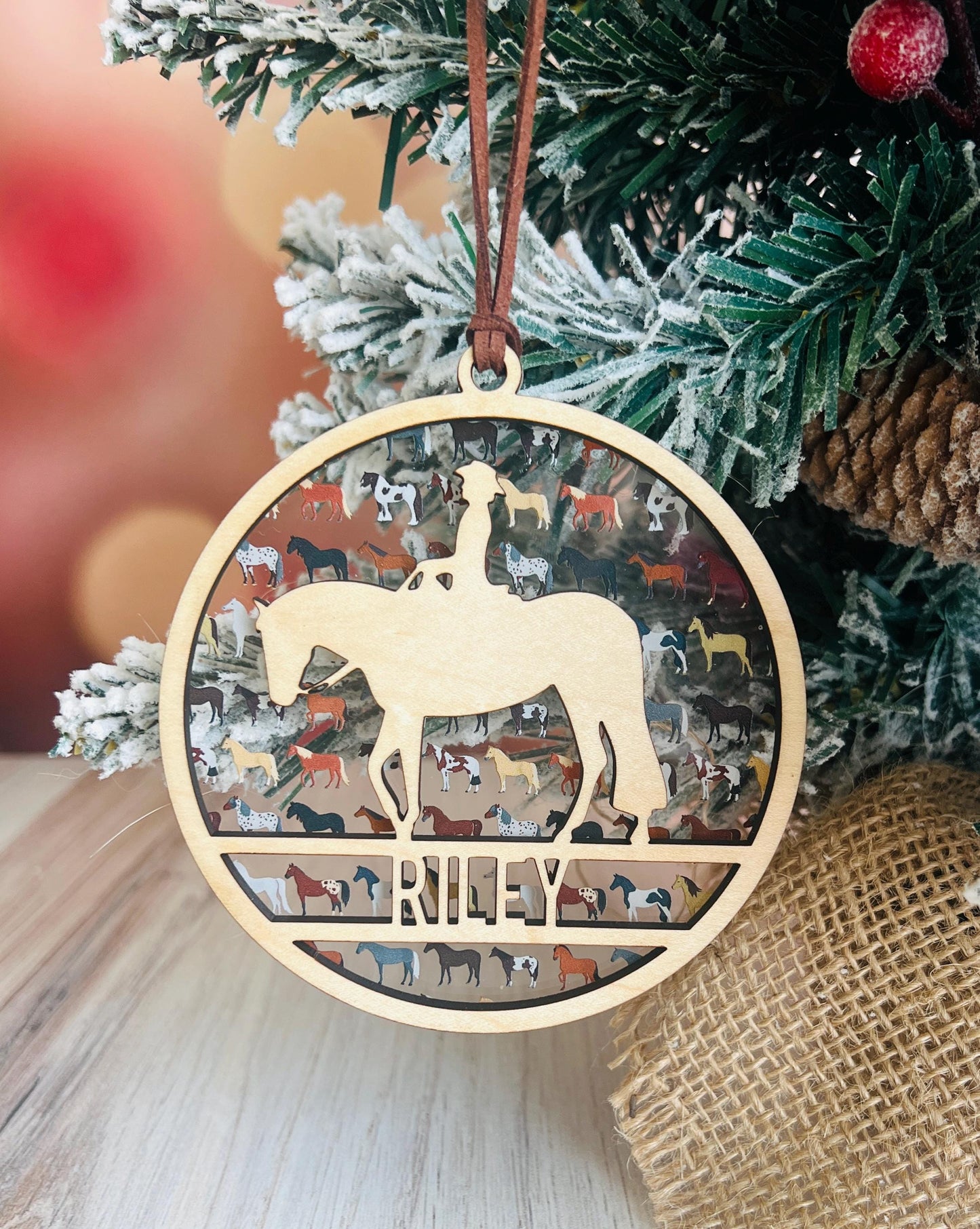 Personalized Horse Ornament, Custom Equestrian gift, Horseback Riding Girl Boy, Christmas, Horseback rider present, Gift for horse lover