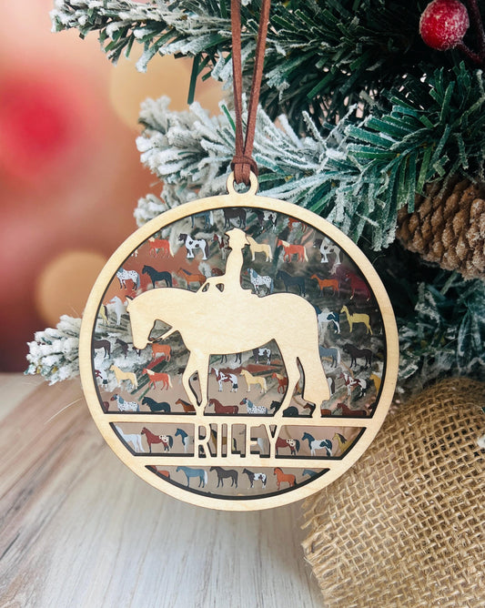 Personalized Horse Ornament, Custom Equestrian gift, Horseback Riding Girl Boy, Christmas, Horseback rider present, Gift for horse lover