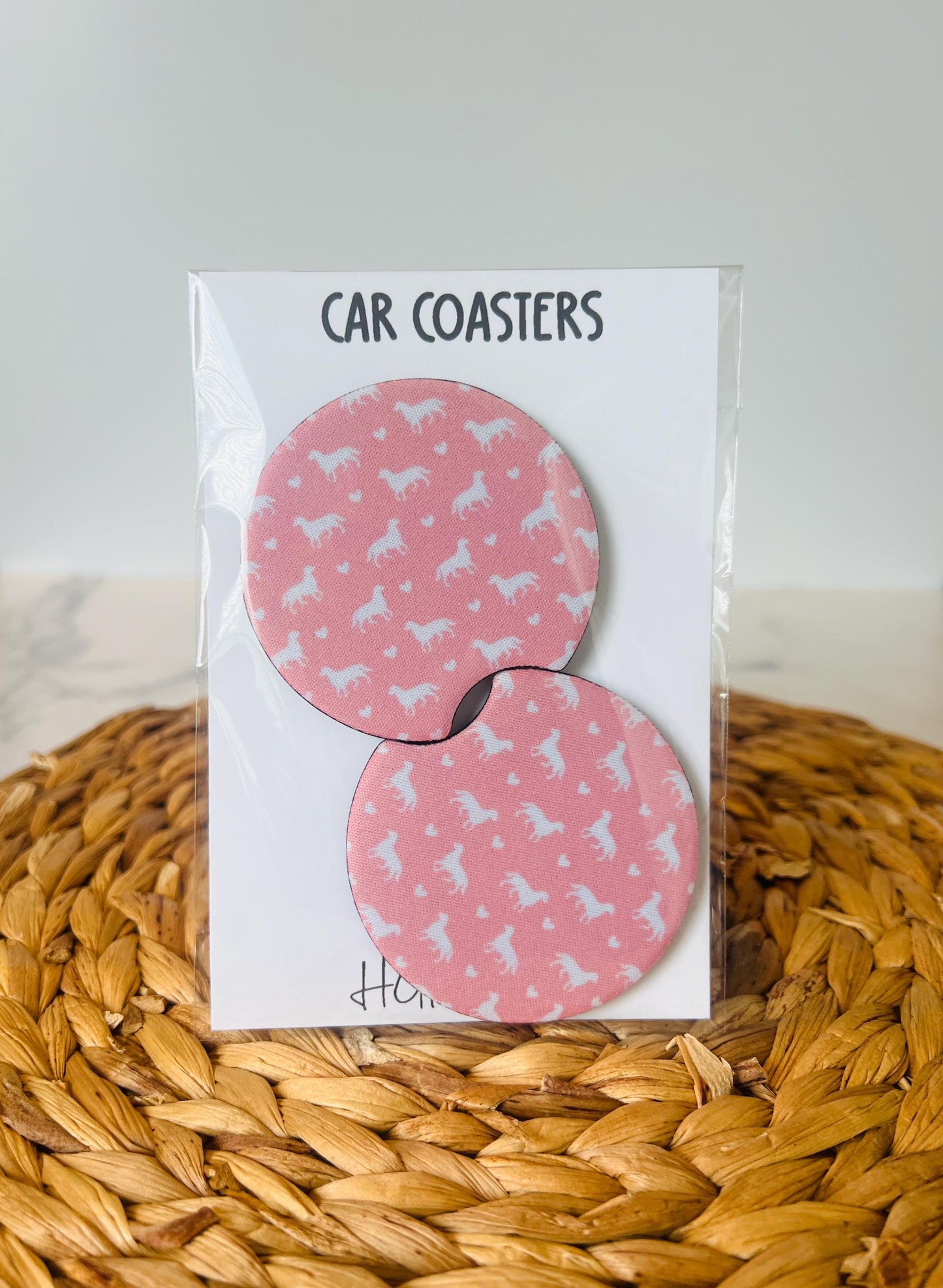 Golden Retriever Car Coaster Set, Dog Lover Gift, Car Accessories, Cup Holder