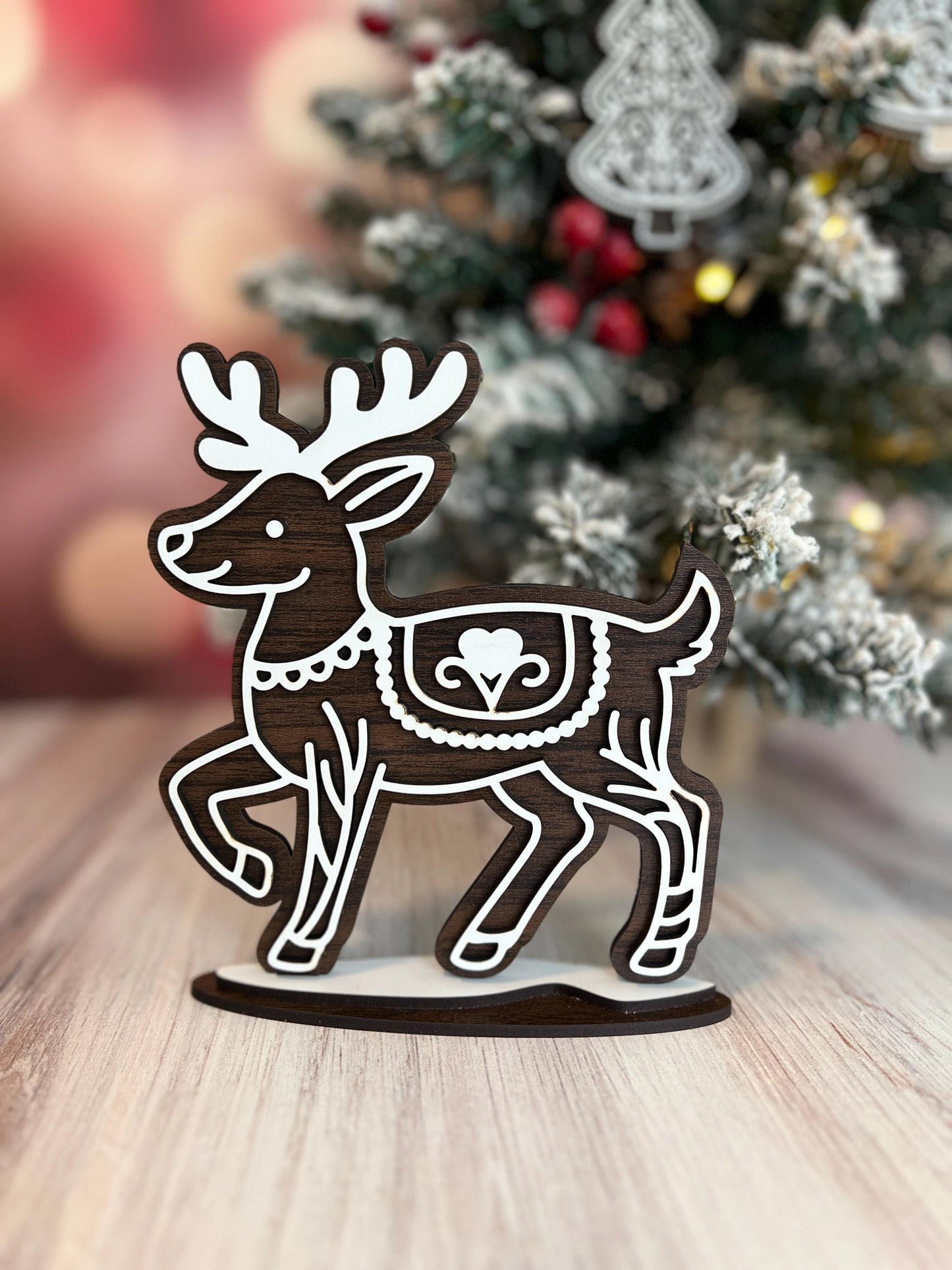 Christmas Shelf Decor Indoor, Wooden Santa Shelf Sitter, Reindeer & Tree Sets, Holiday Mantel Decor