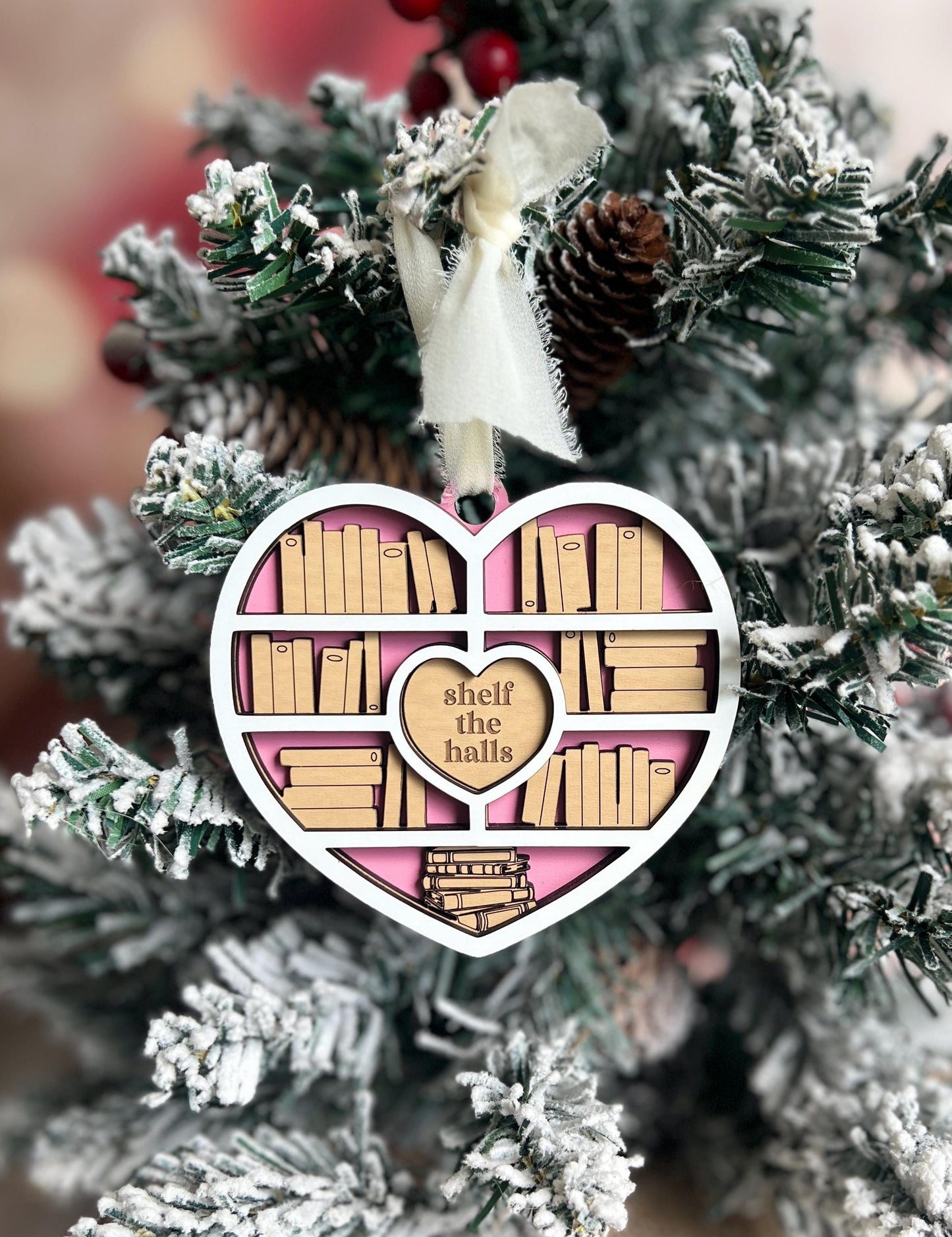 Personalized Book Ornament, Custom Heart Bookshelf Present, Reader, Book Lover Gift, Bookish Decor, Booktok Merch, Book Club, Gift for Her