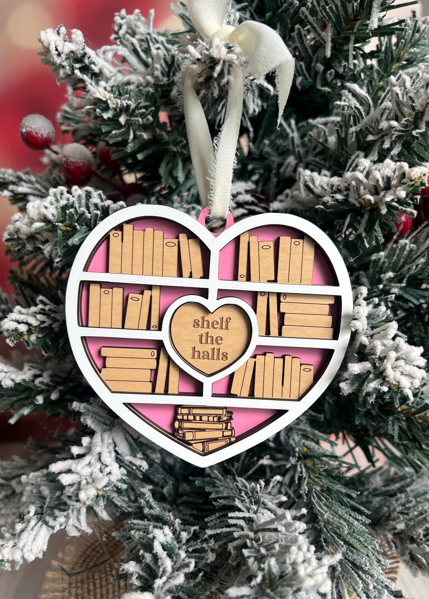 Personalized Book Ornament, Custom Heart Bookshelf Present, Reader, Book Lover Gift, Bookish Decor, Booktok Merch, Book Club, Gift for Her