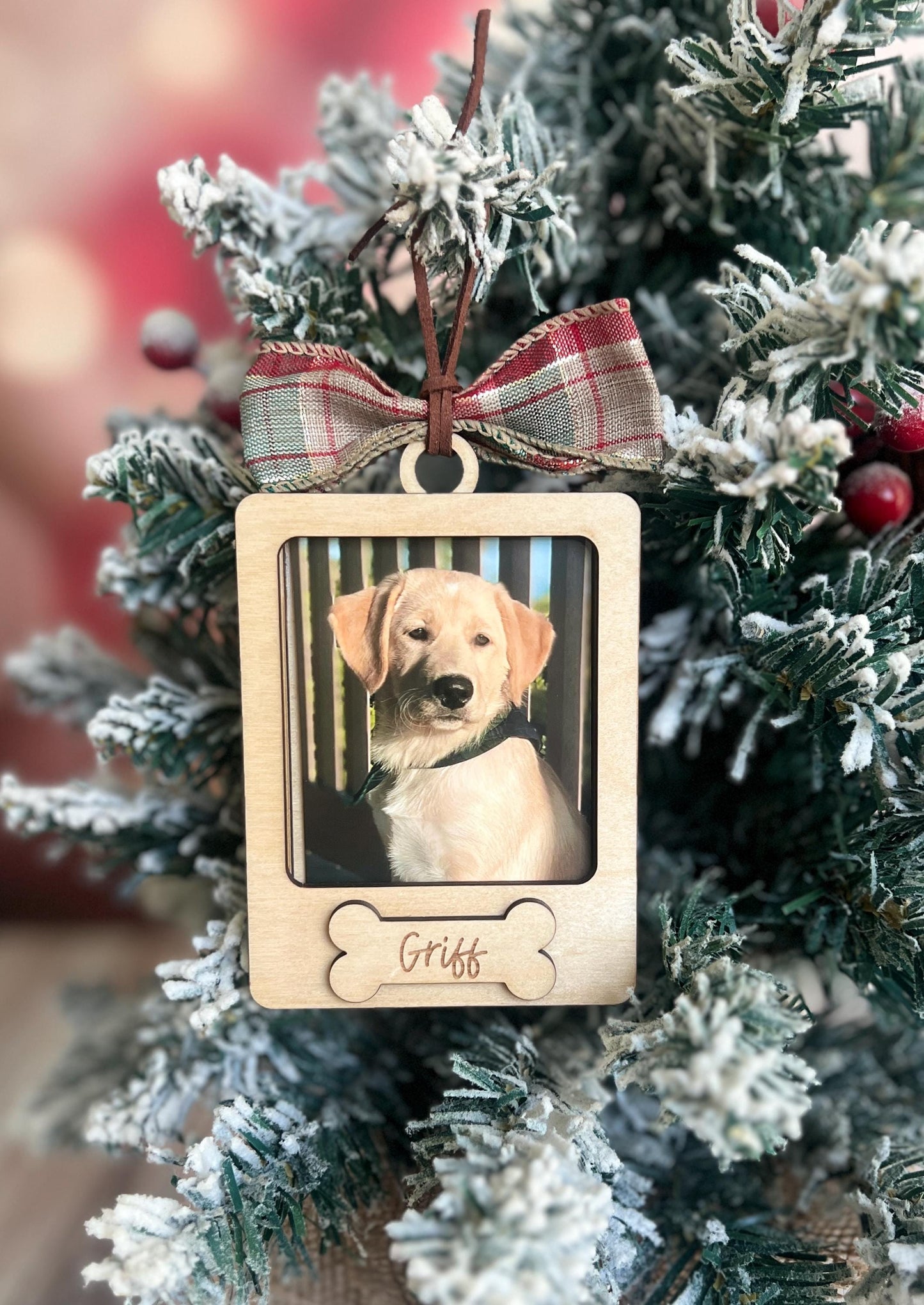Personalized Dog Photo Frame Ornament, Christmas Ornament, Custom Dog Name Ornament, Dog Mom Gift, New Puppy Gift, Pet Lover