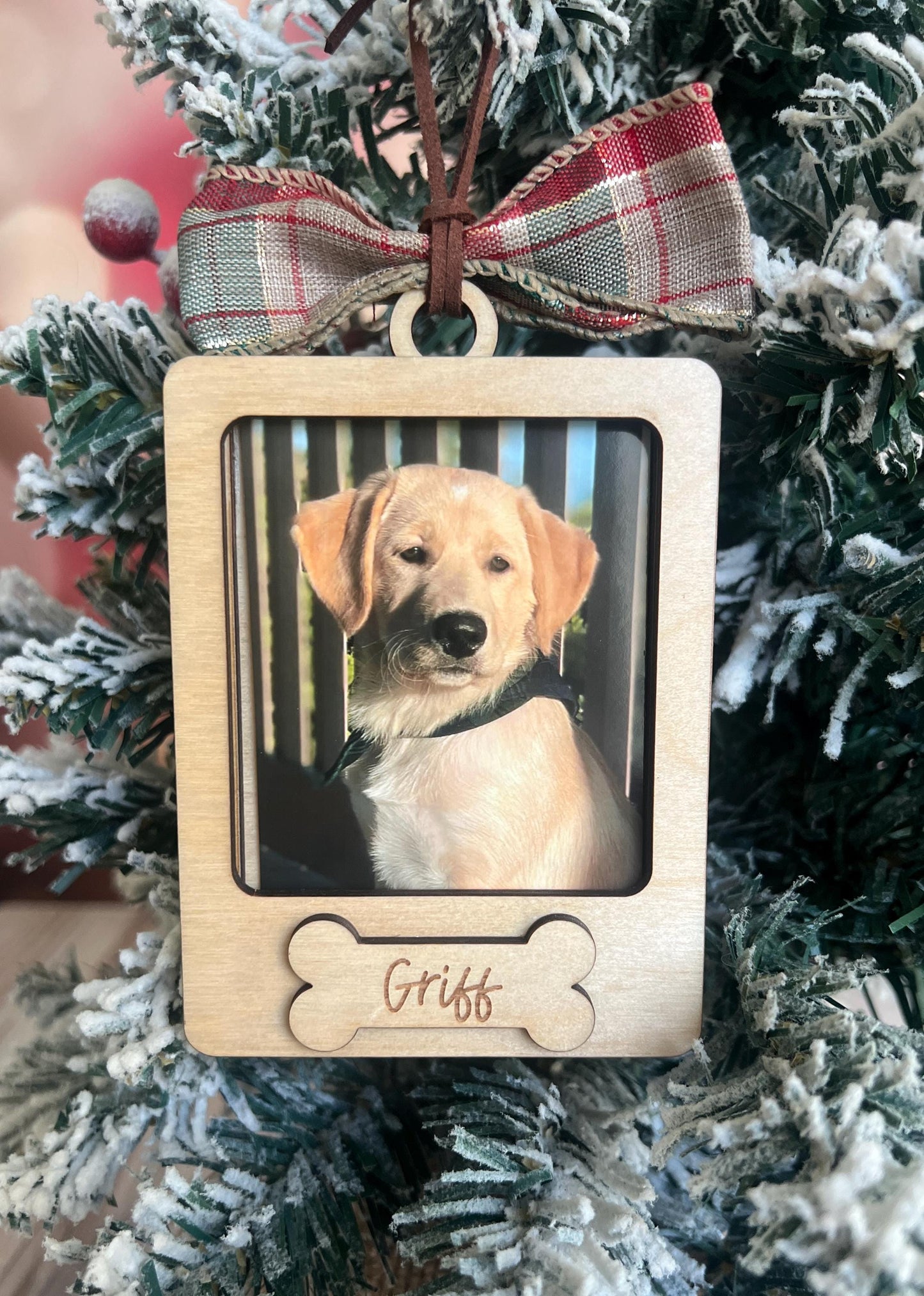 Personalized Dog Photo Frame Ornament, Christmas Ornament, Custom Dog Name Ornament, Dog Mom Gift, New Puppy Gift, Pet Lover